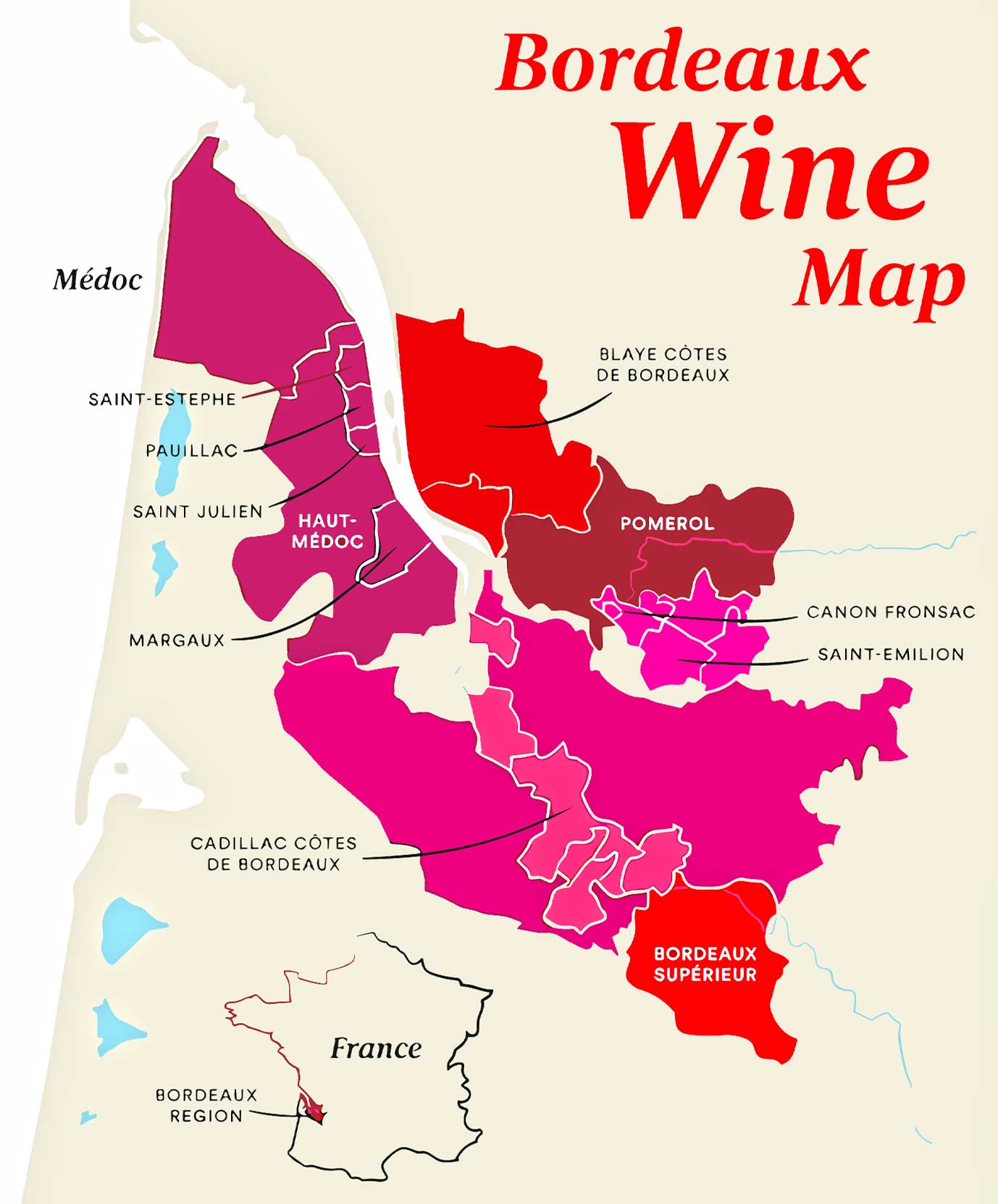 Bordeaux Wine Route Map