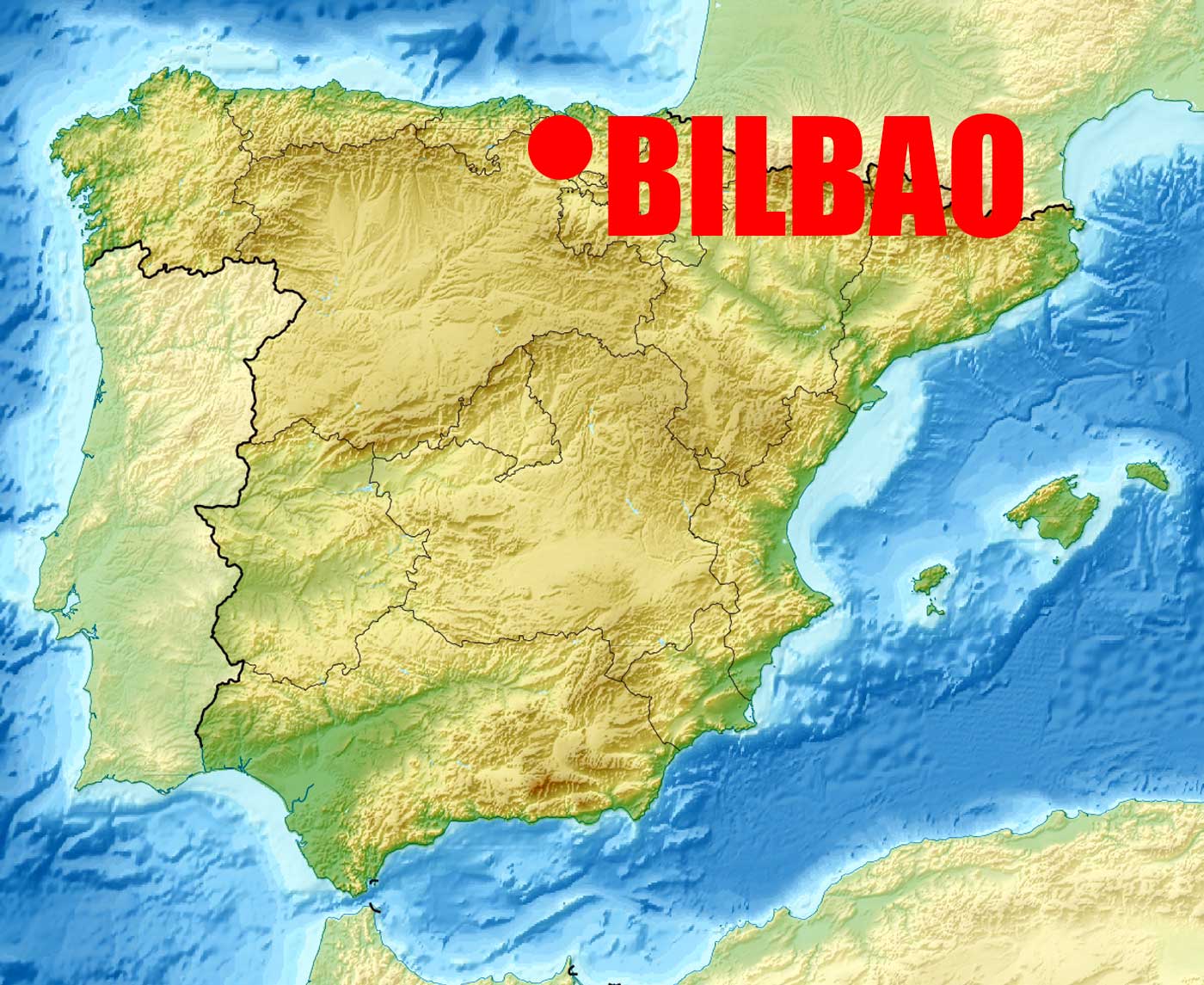 Location of Bilbao City on Spain Map