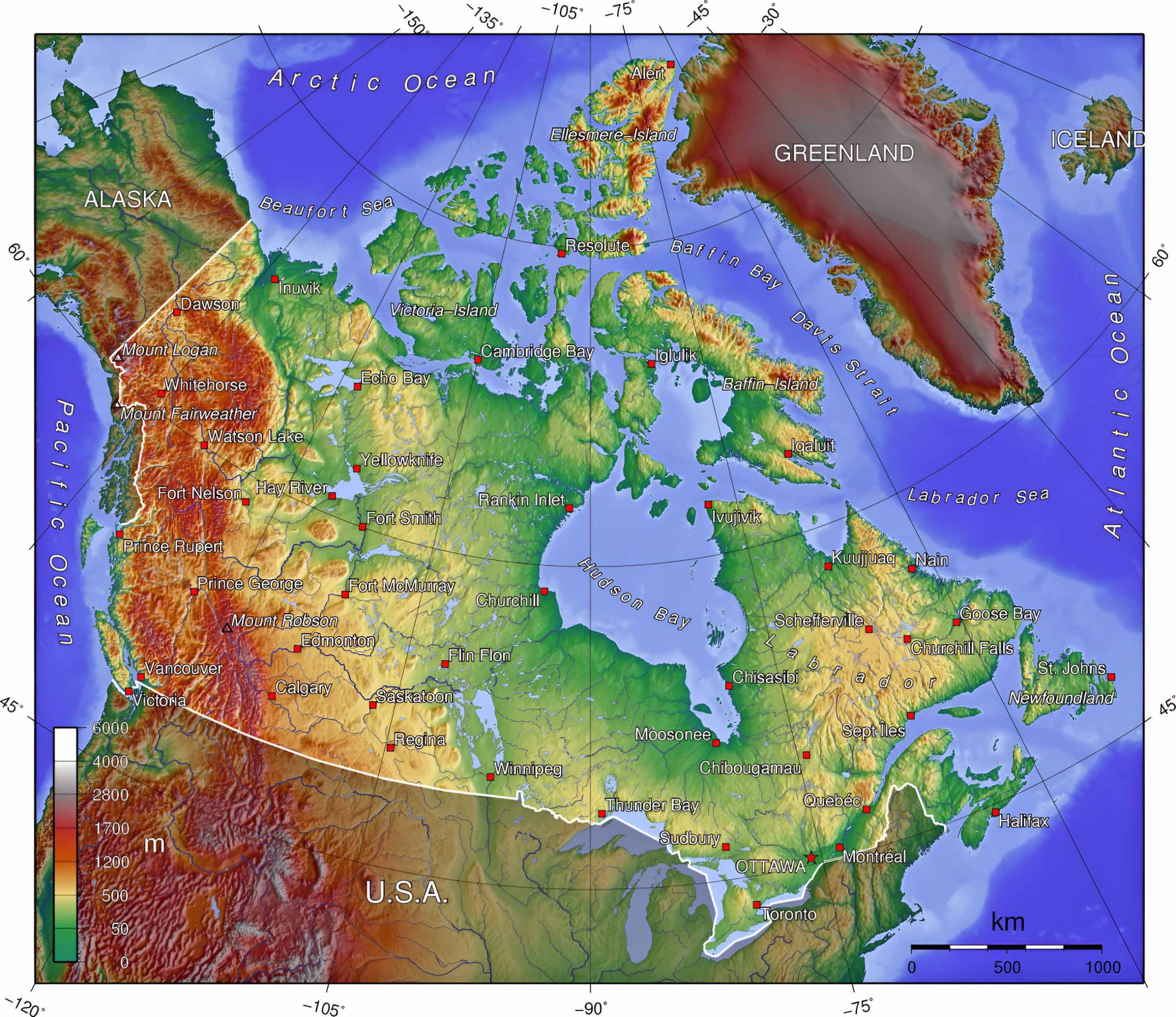 Canada Topographic Map