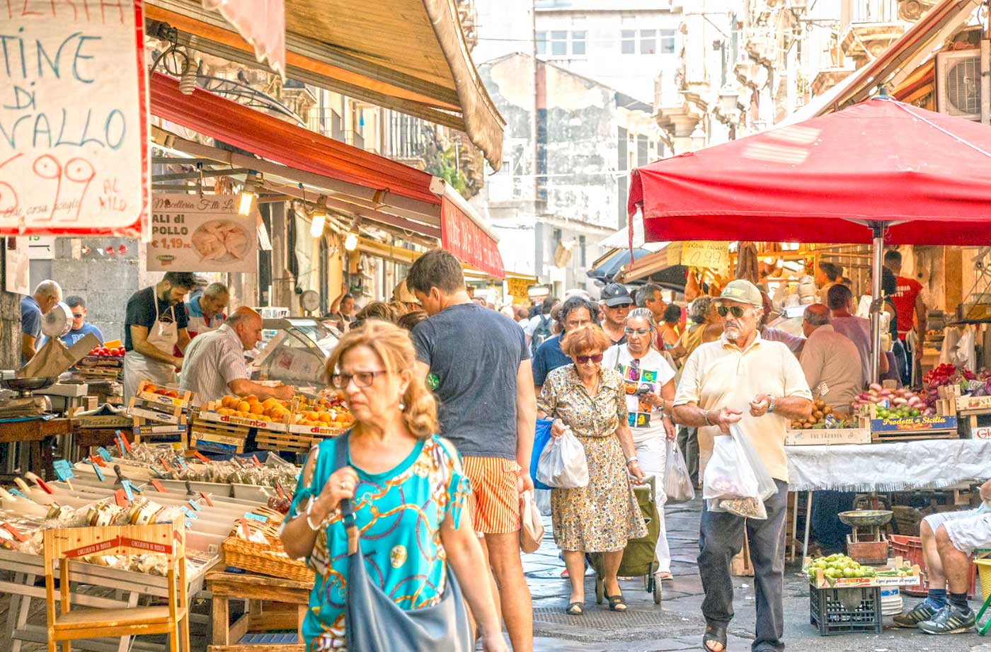 Italian People in Catania Market