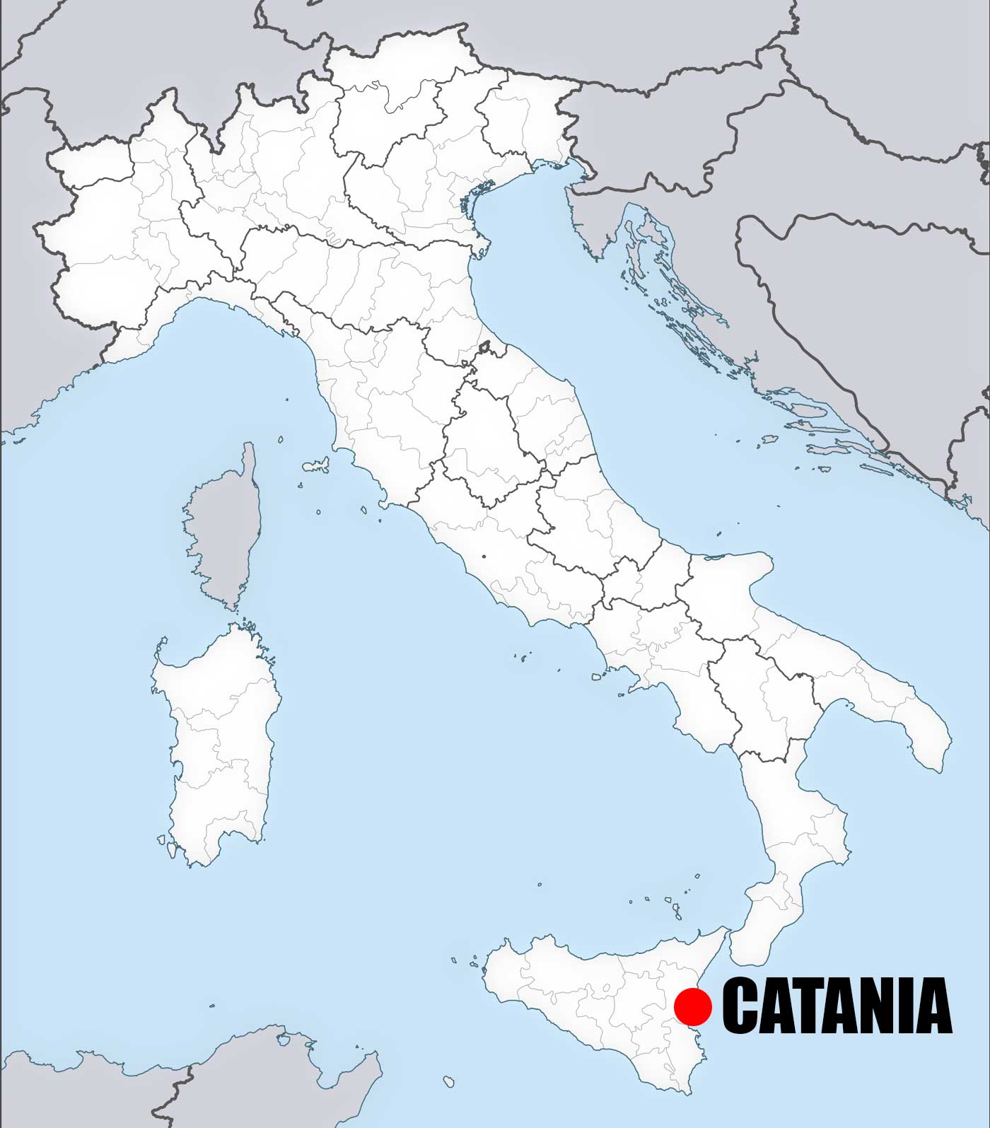 Location of Catania on Italy Map