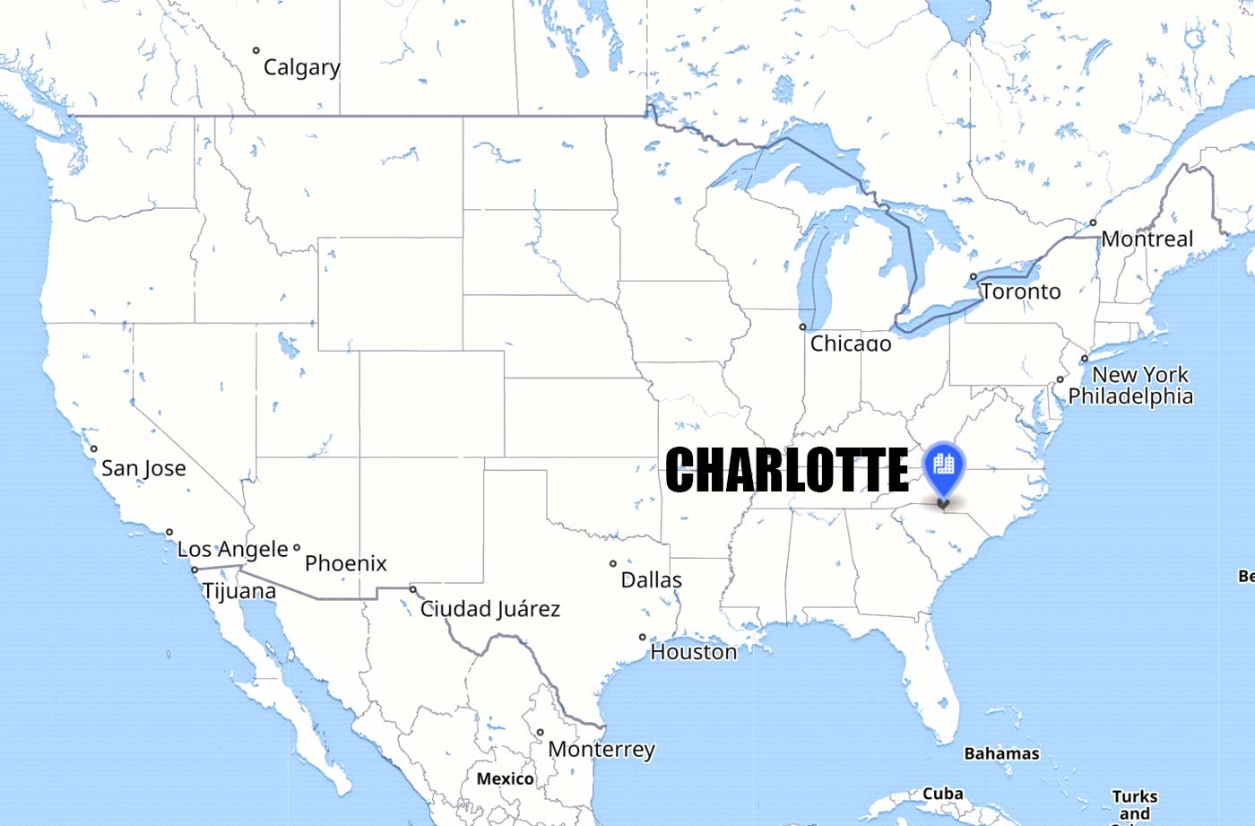 Location of Charlotte City on US Map
