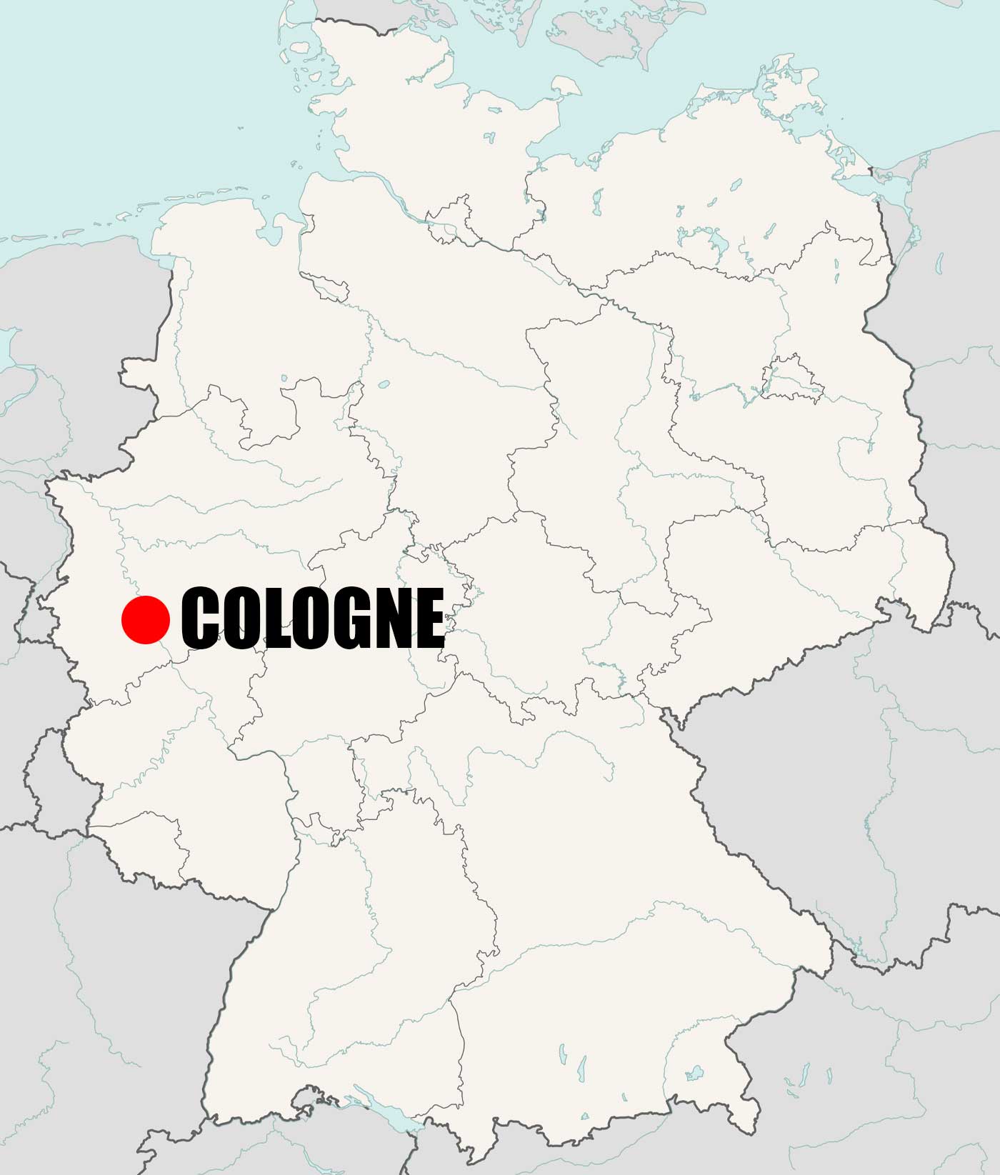 Location of Cologne on Germany Map
