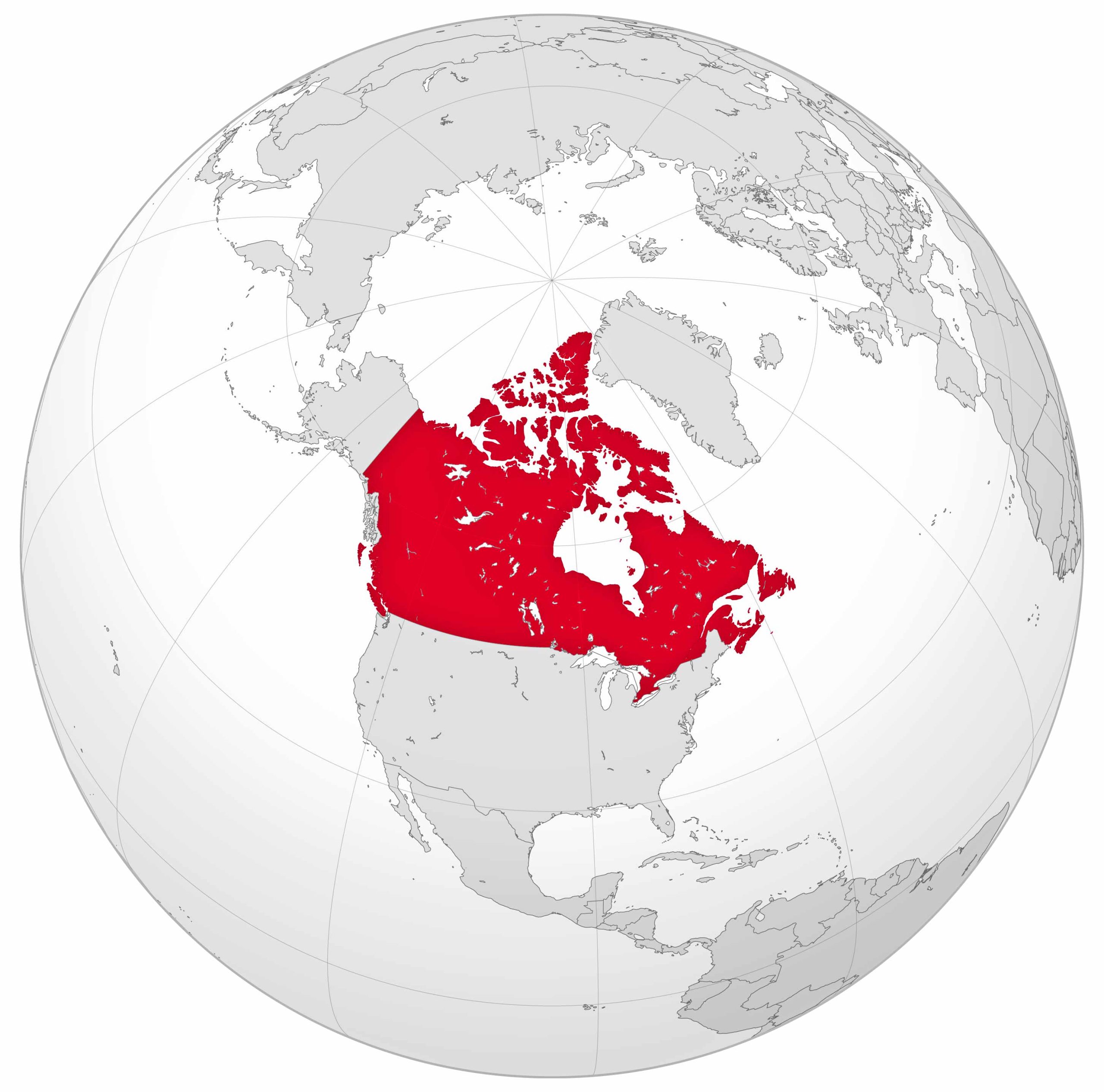 Map of Canada's Location in the Word Map