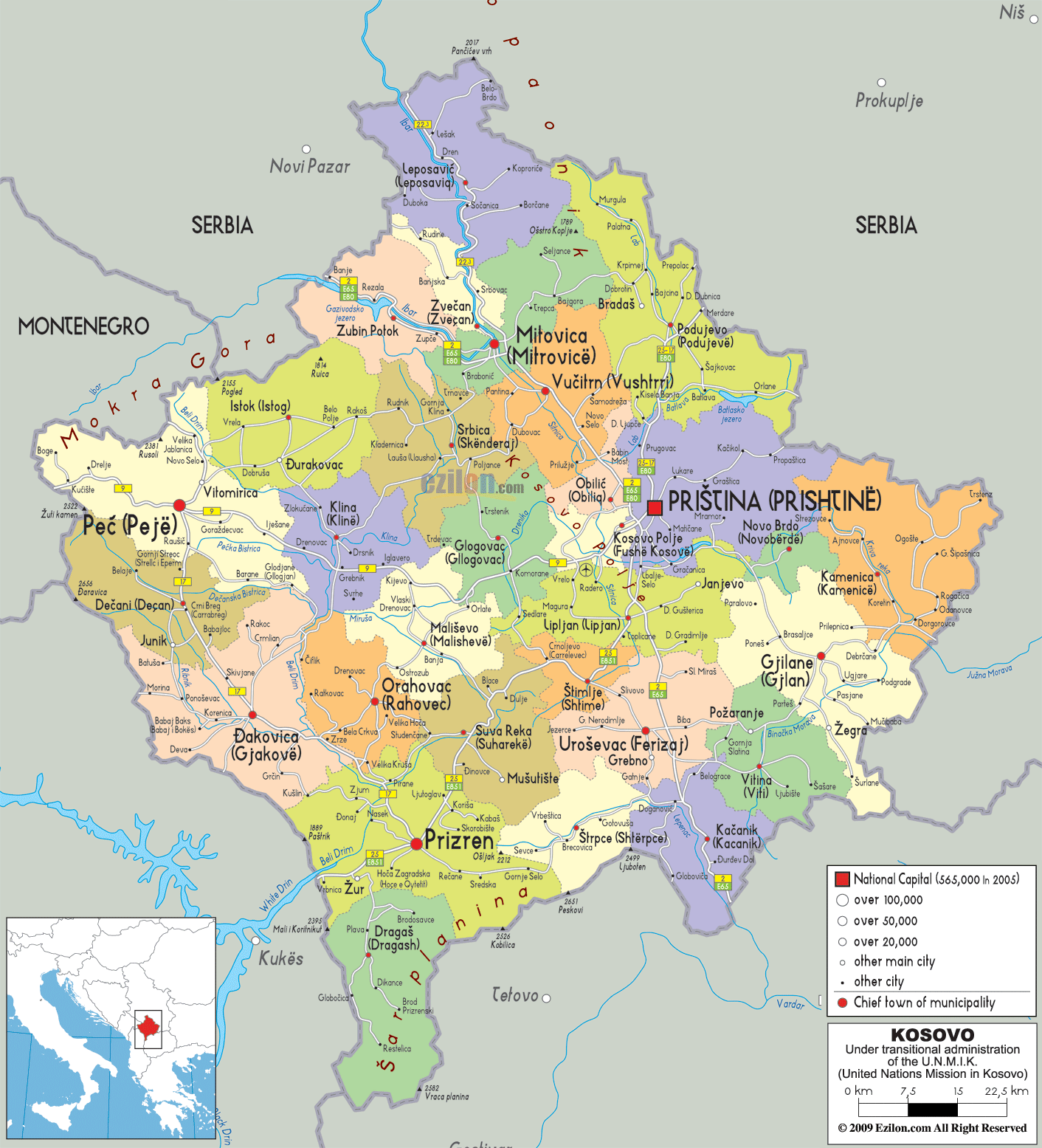 Kosovo Map Guide Of The World Political Map Of Kosovo 