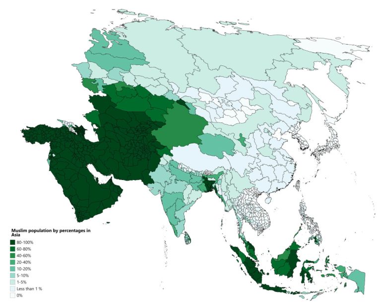 Muslim population density map in Asia