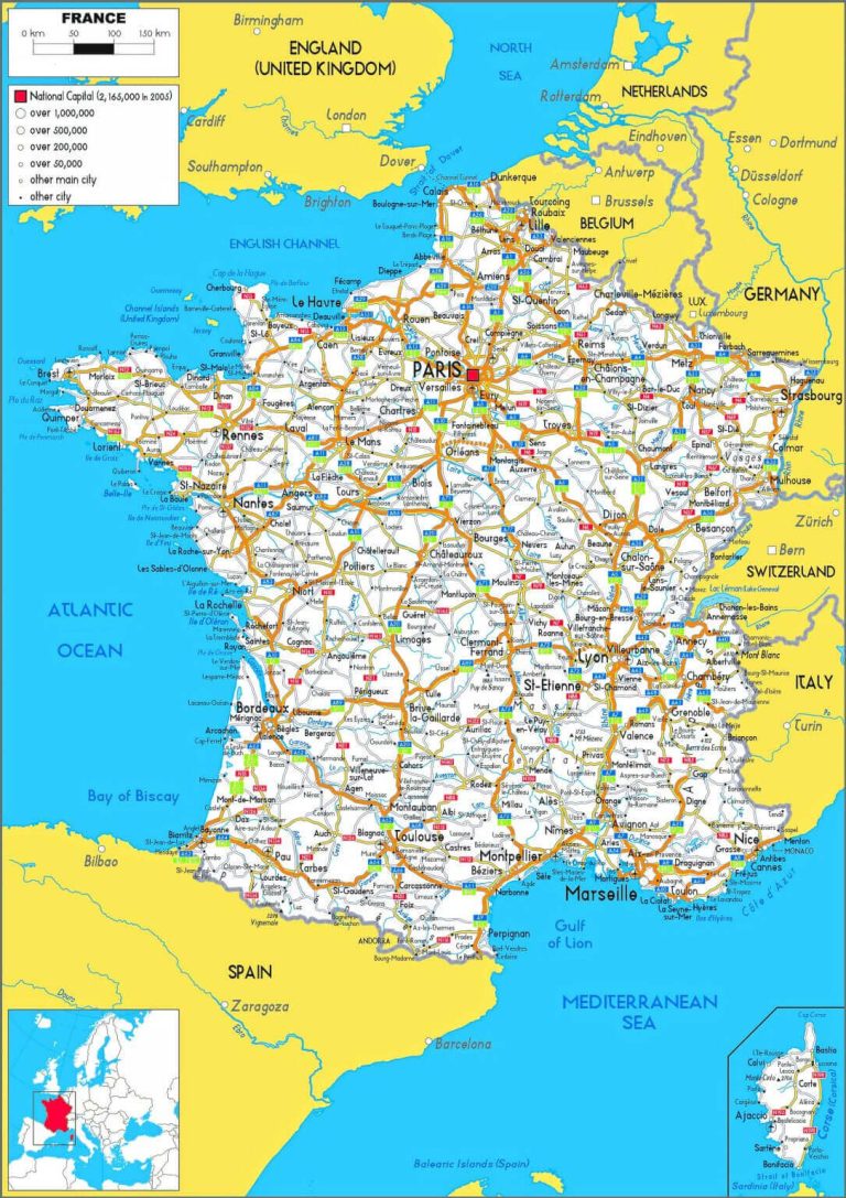 France highways map with cities