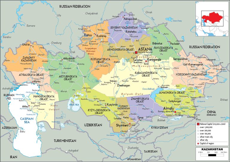 Kazakhstan Map - Guide of the World
