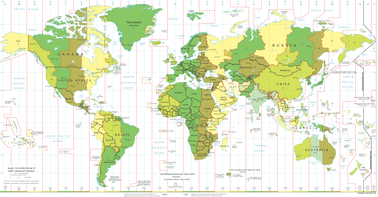 World US time zones map