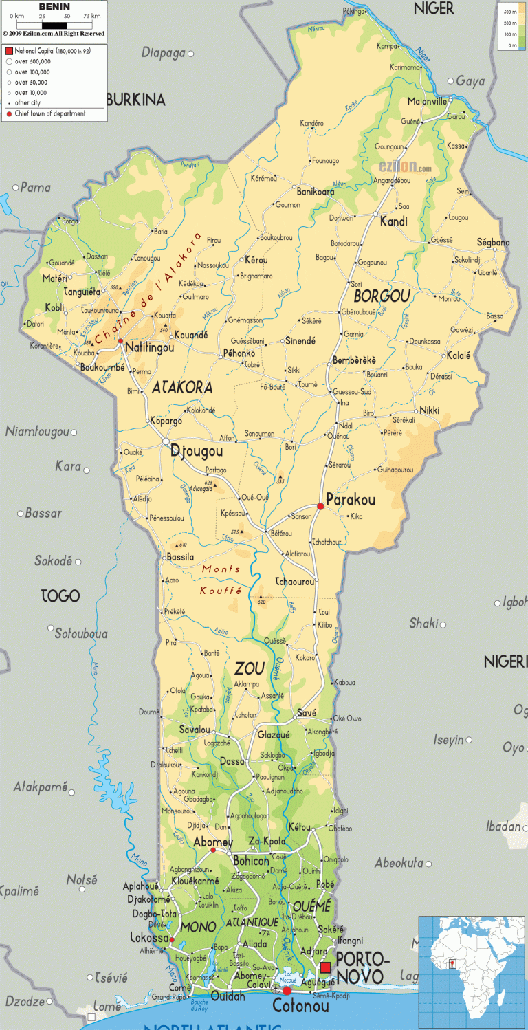 Benin physical map