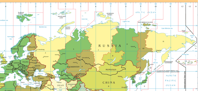 Russia Europe and Asia time zones map