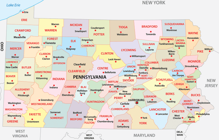 Pennsylvania counties map