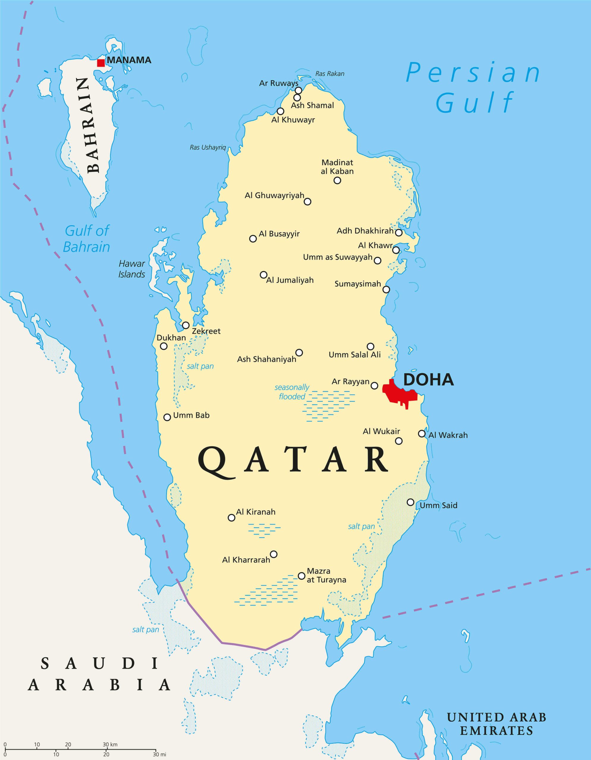 Qatar High-Resolution Map - Guide of the World