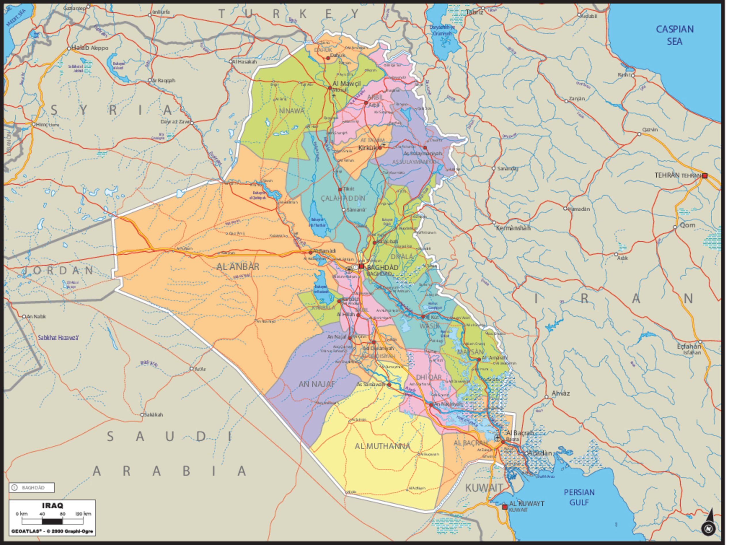 Iraq Regions Map - Guide of the World