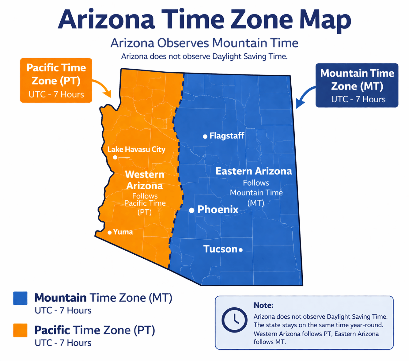 Arizona Time Zone Map - Guide of the World