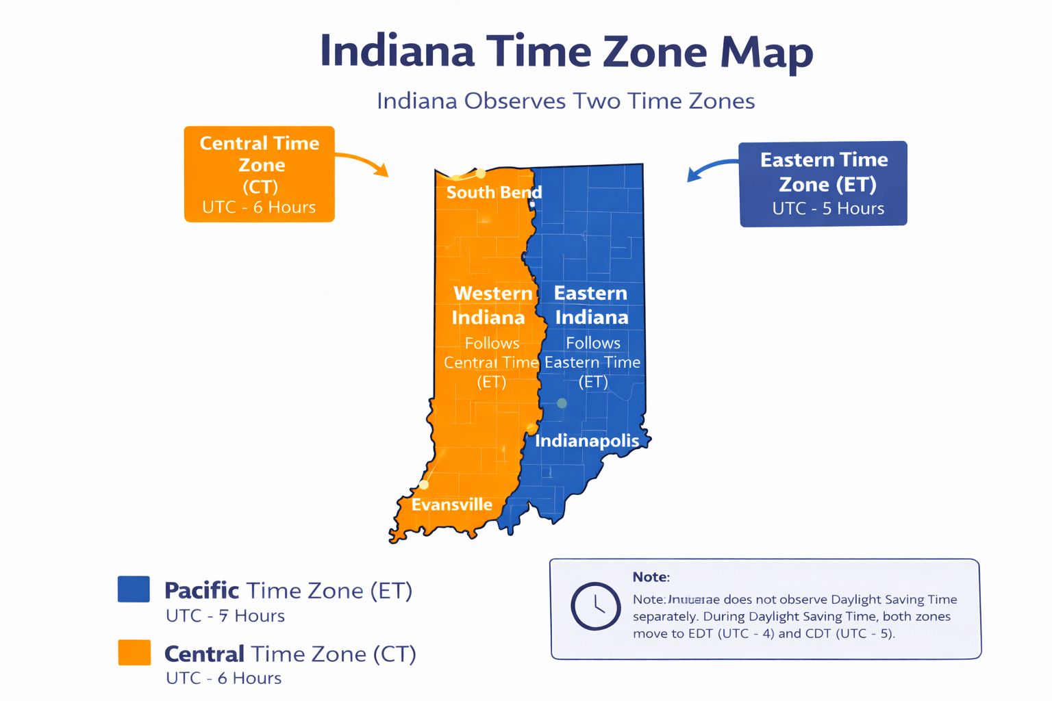 Indiana Time Zone Map - Guide of the World