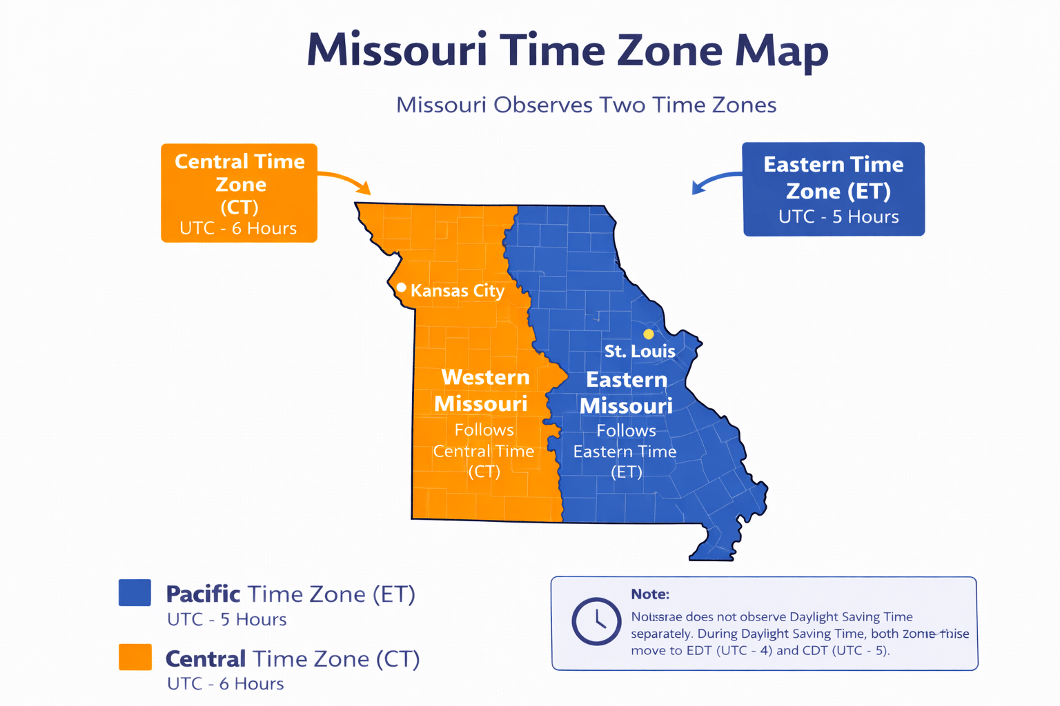 Missouri Time Zone Map - Guide of the World