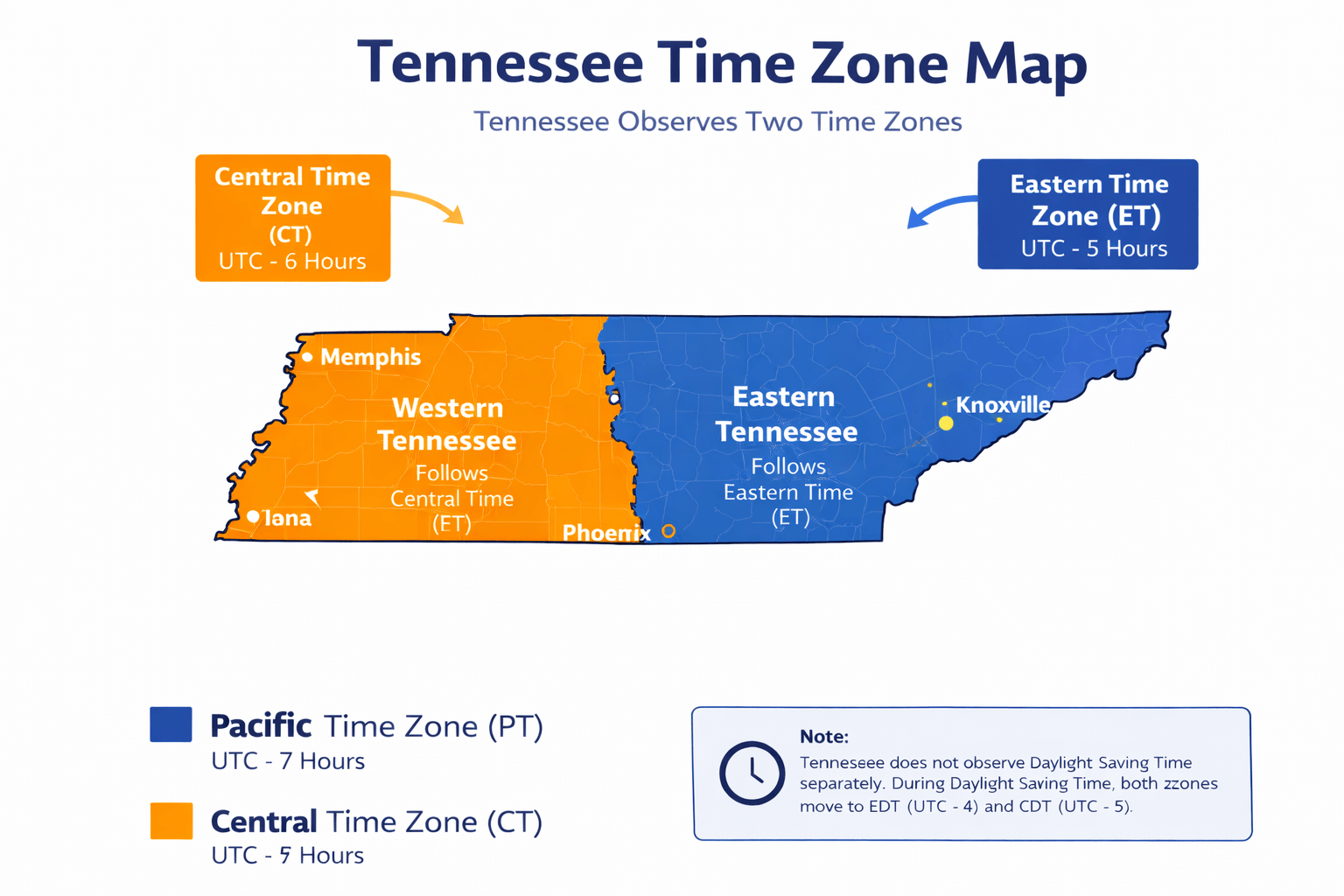 Tennessee Time Zone Map - Guide of the World