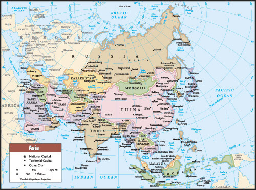 2012 asia political continent map