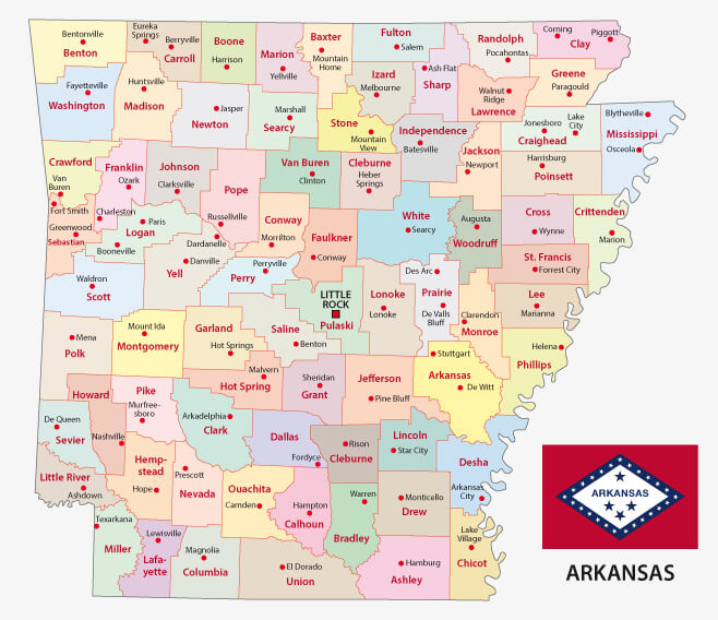 Administrative Map of Arkansas