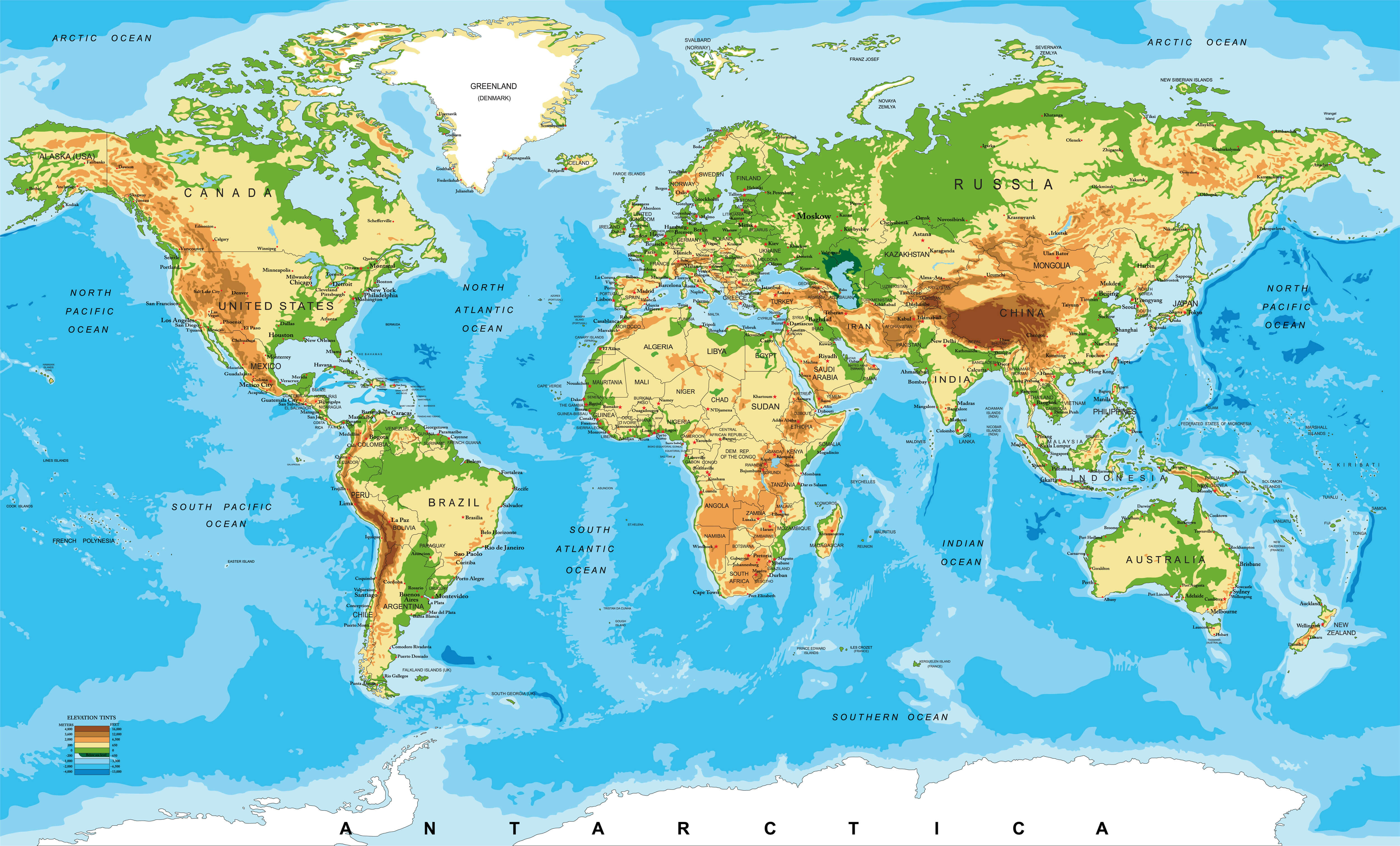 Africa Physical Map of the World