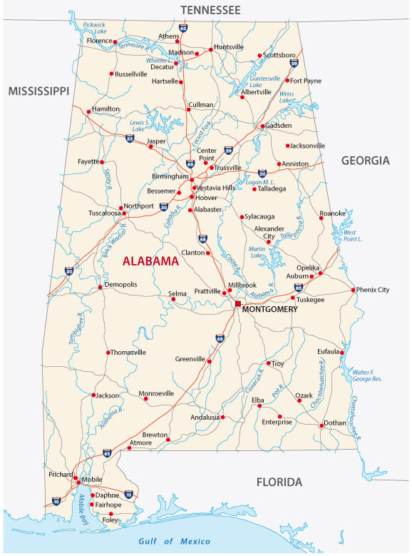 Alabama Road Map
