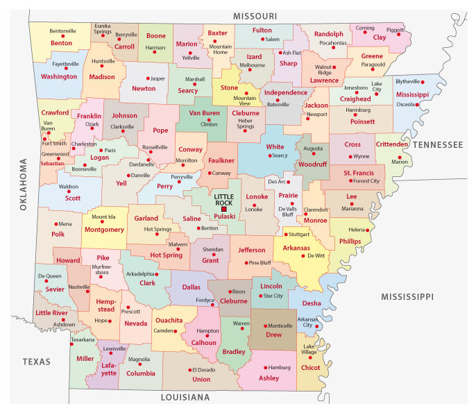 arkansas administrative map