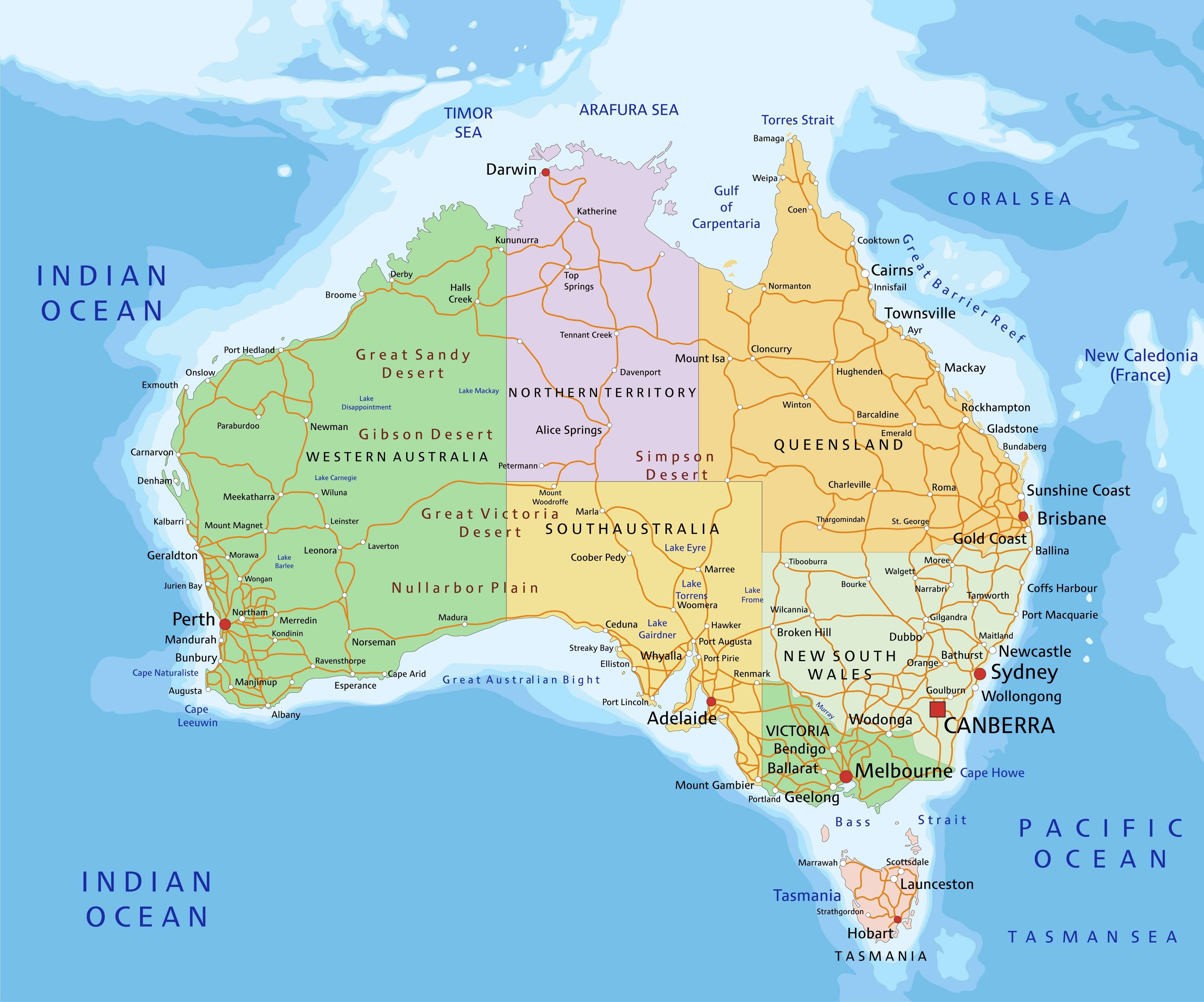 Australia Detailed Political Map