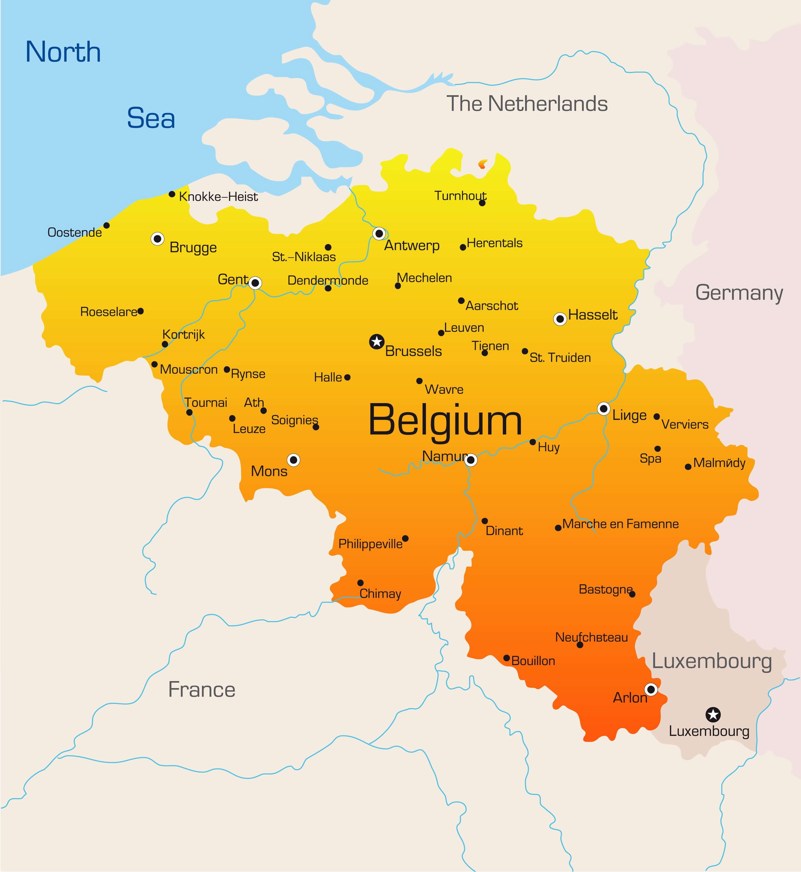 Detailed Map Belgium Detailed political map of belgium with relief - wallgz