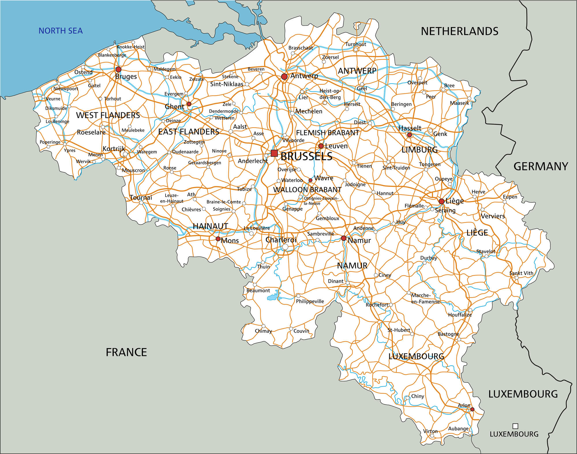 belgium tourist map