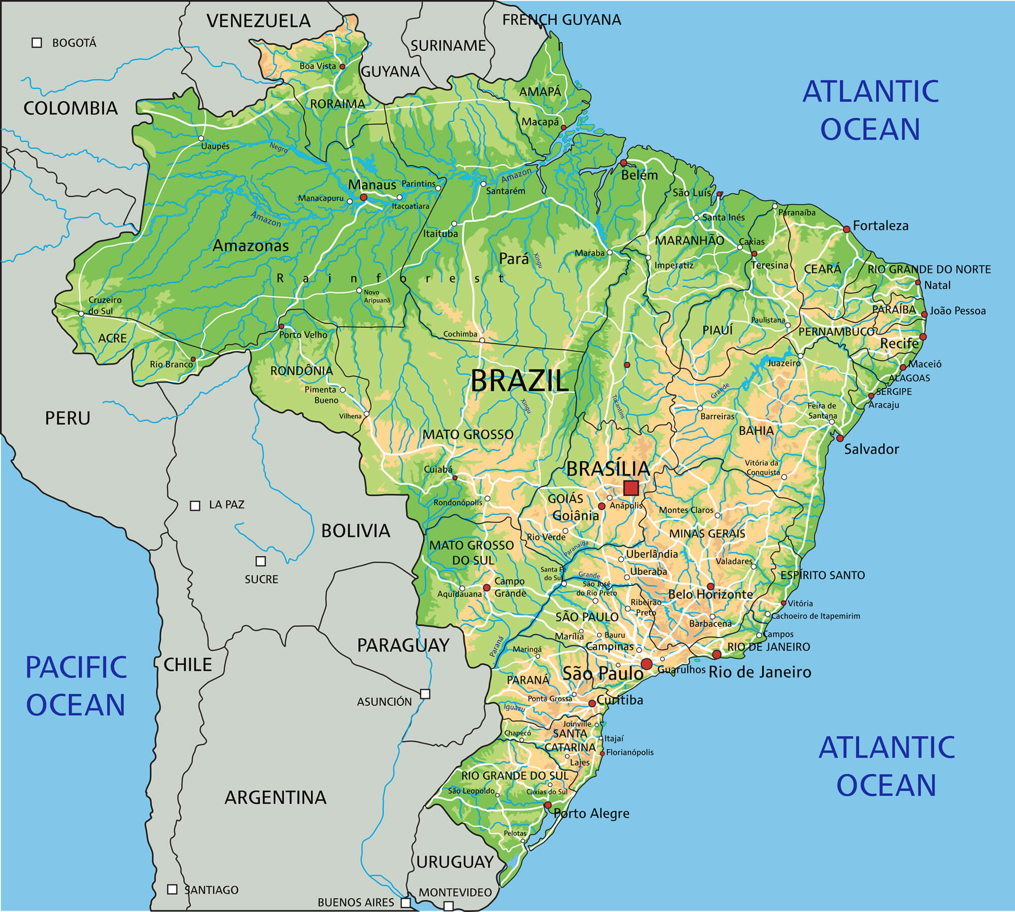 Brazil Map Guide of the World Mapa Atlas Brasil