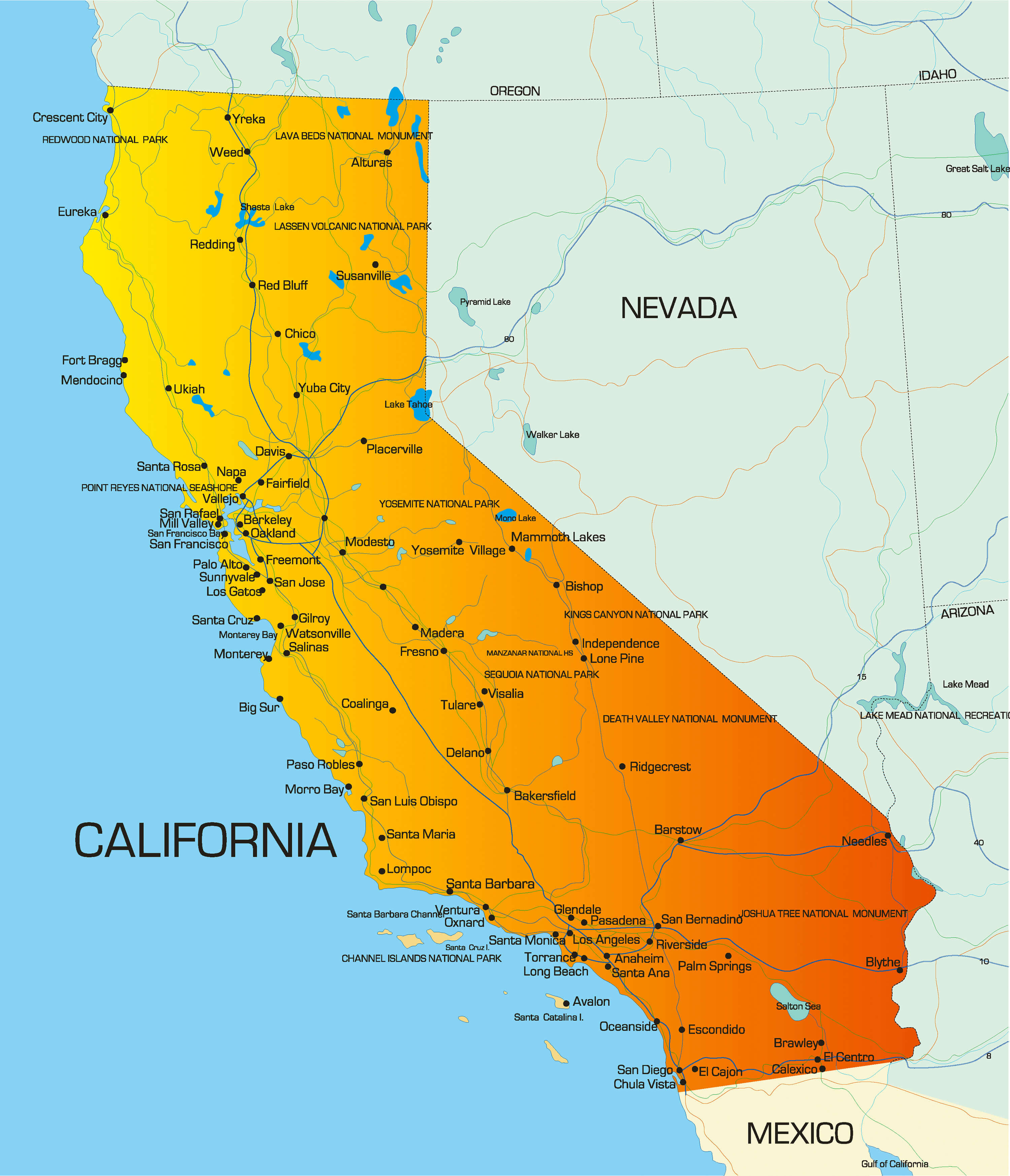 Map Of California Guide Of The World