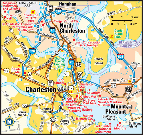 Charleston Map, South Carolina