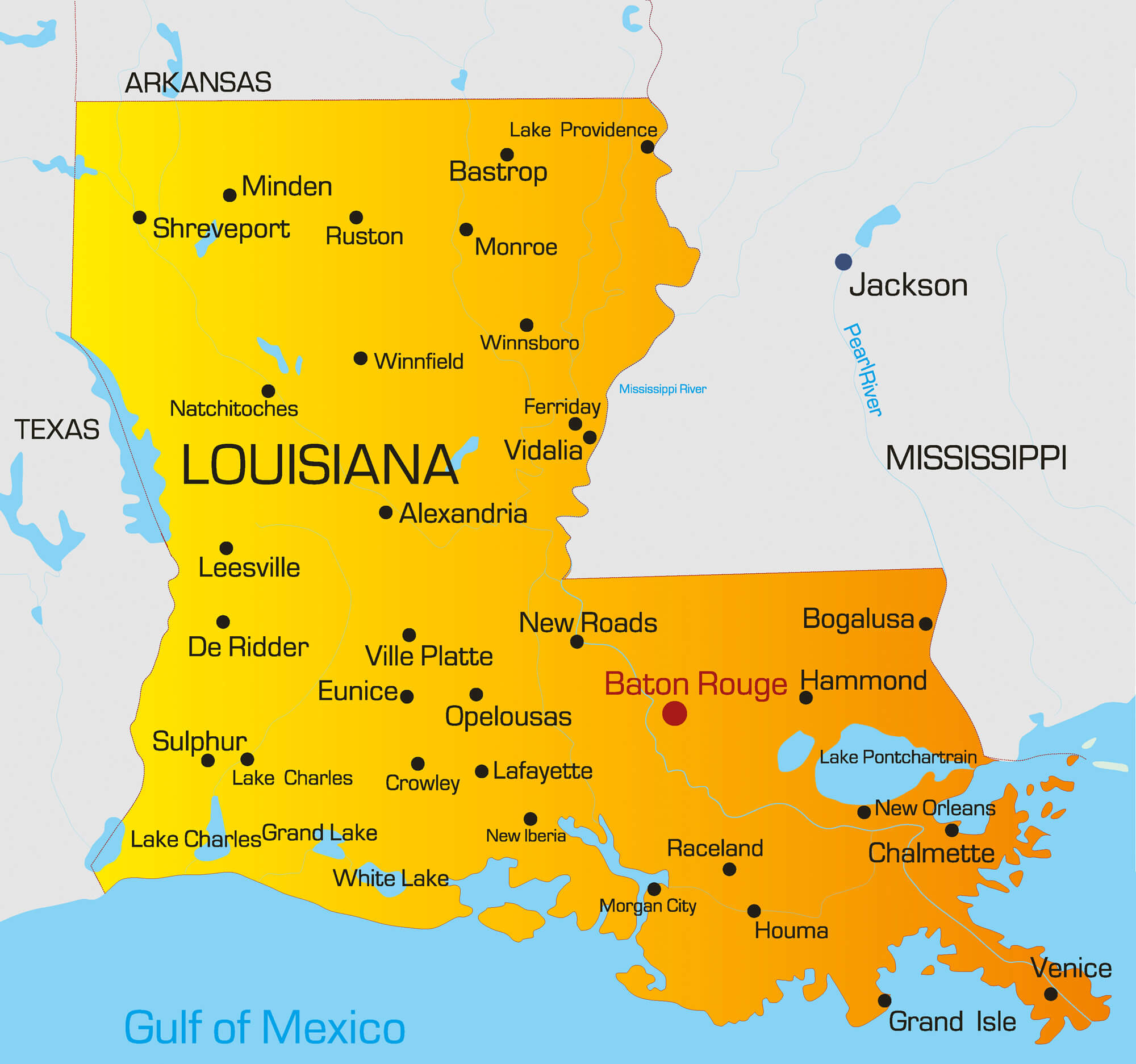 Louisiana Map With Cities