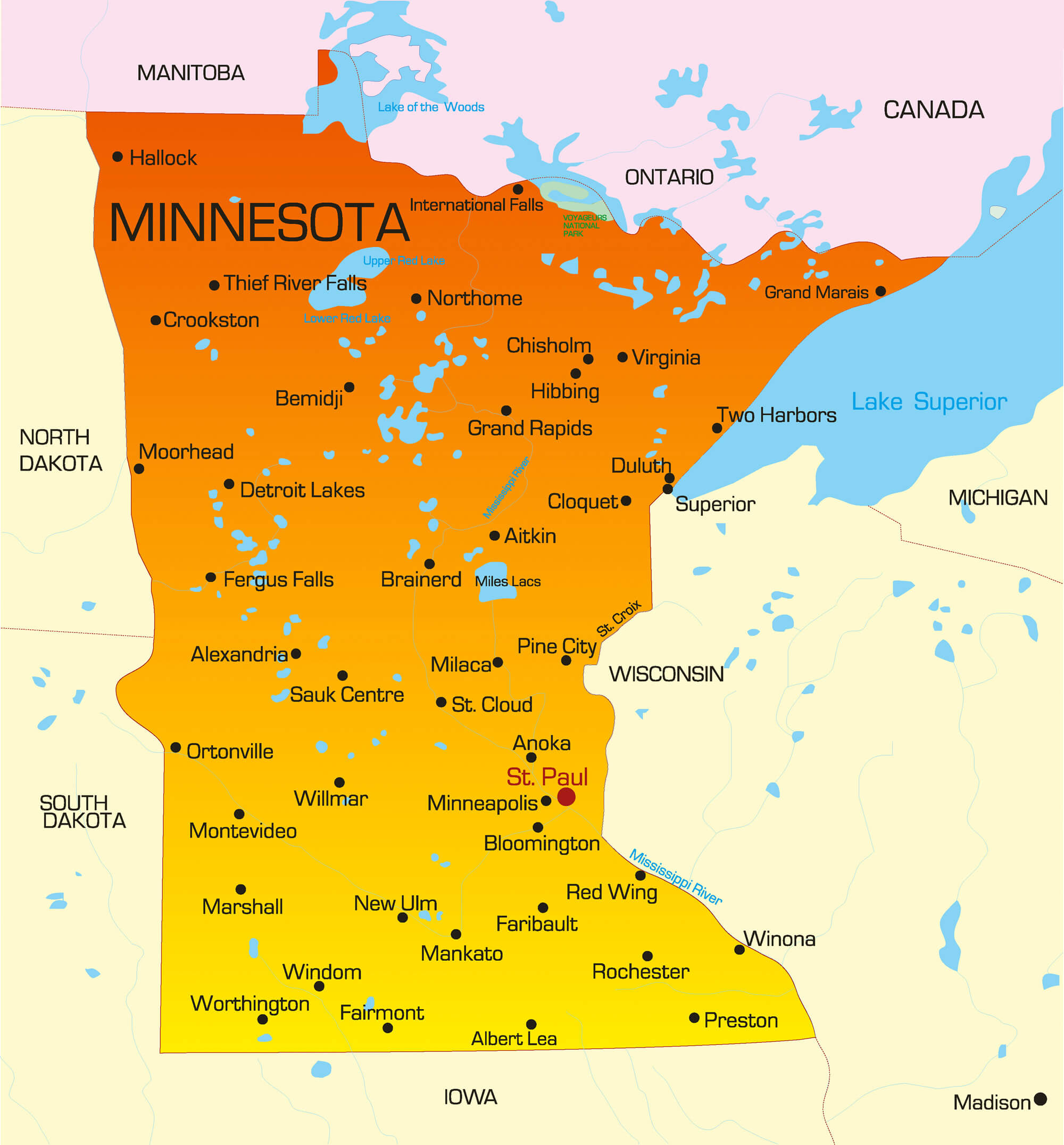 color map of Minnesota