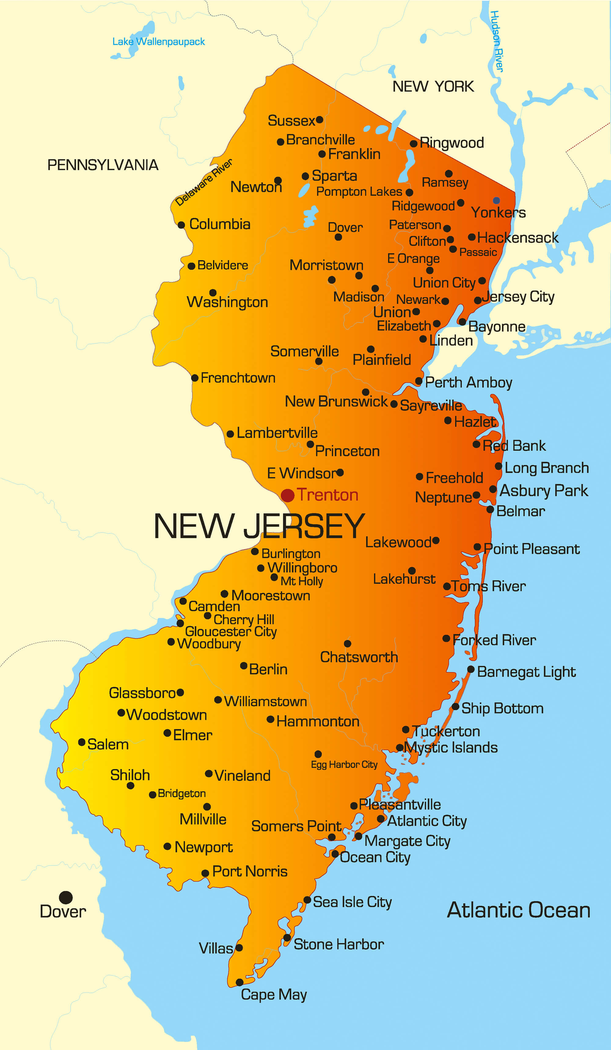 Plak opnieuw hemel Dag Map of New Jersey - Guide of the World