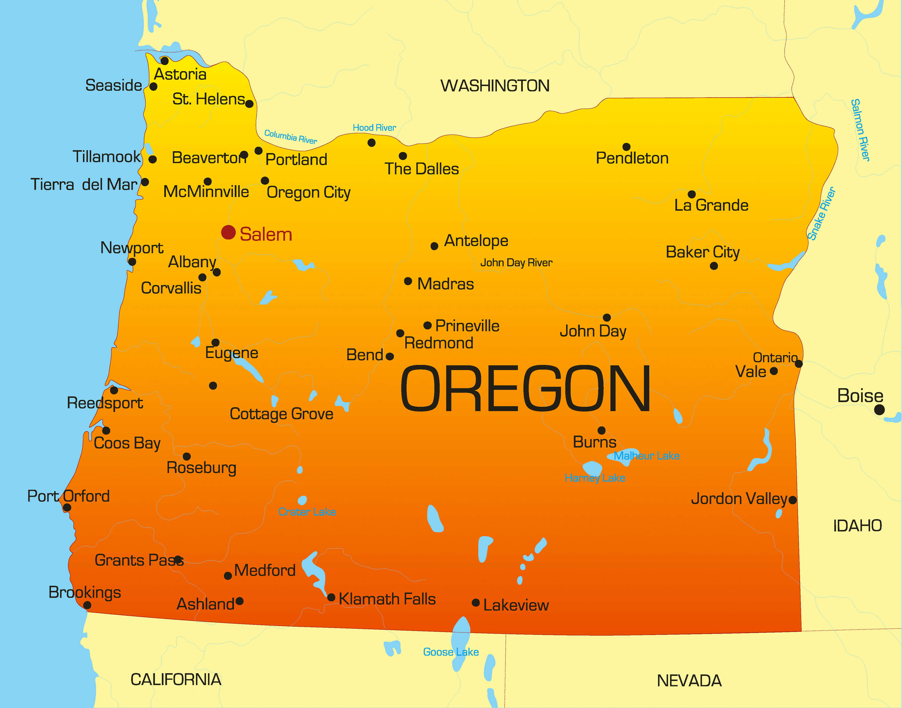 color map of Oregon