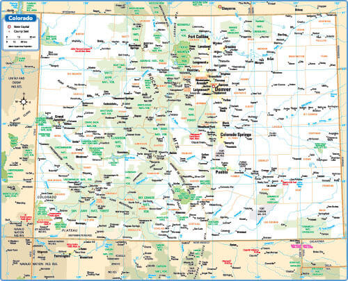 Colorado State Map, US