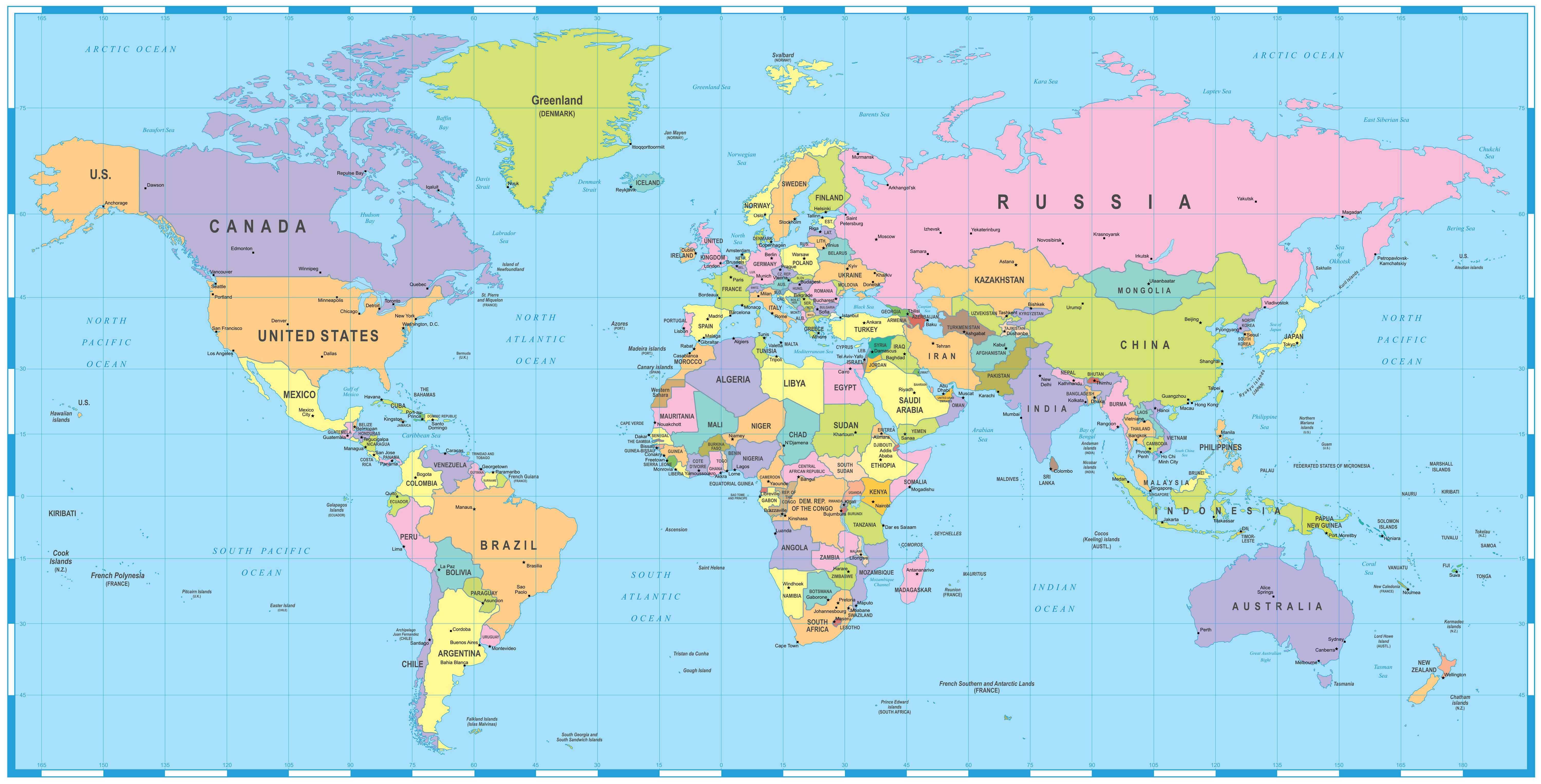 Colored World Map Africa