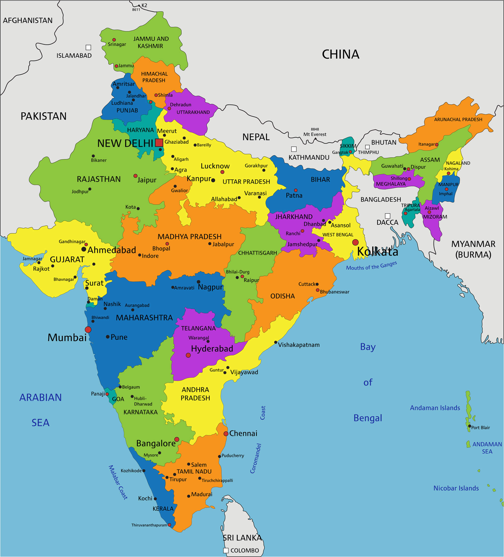 India Map - Guide of the World