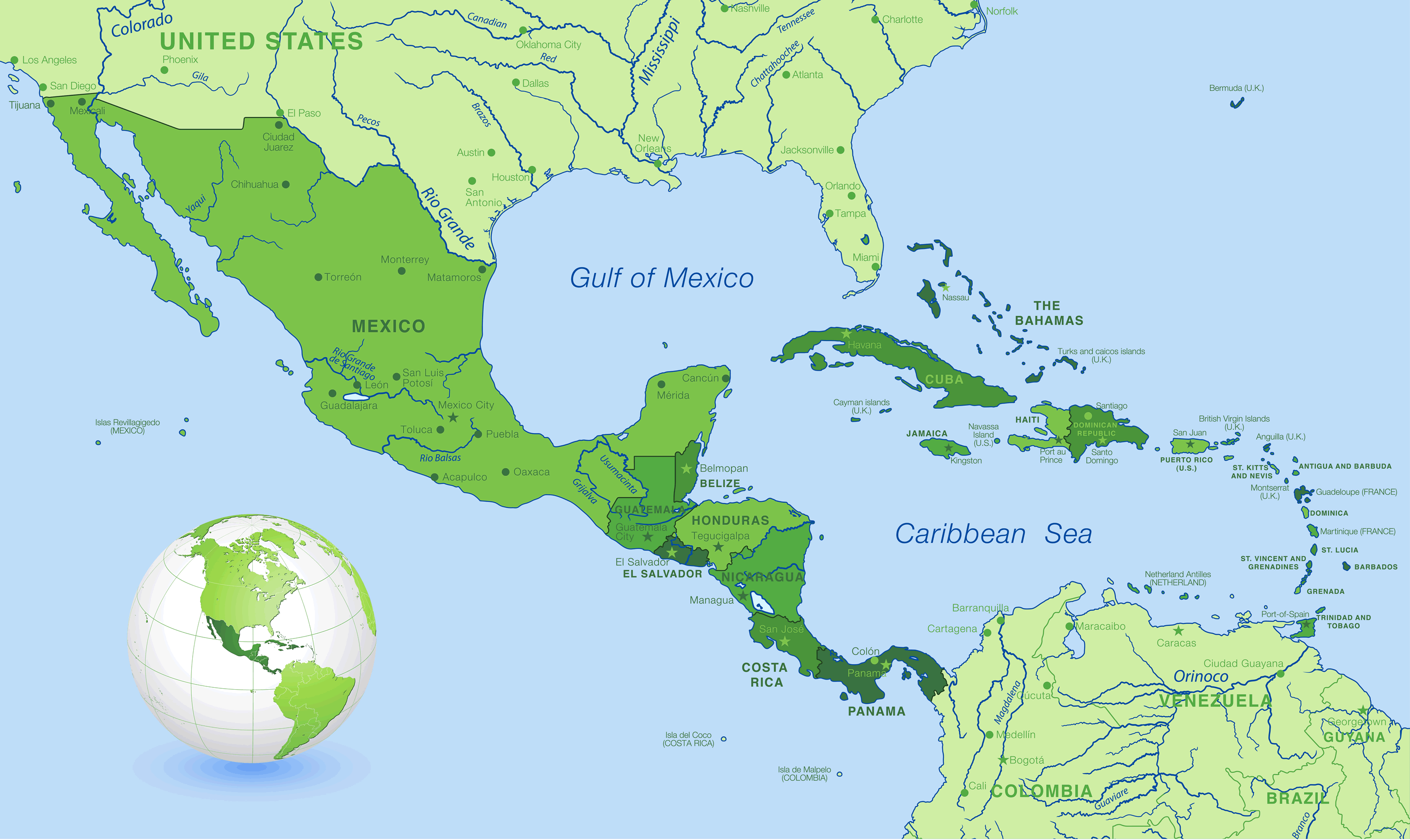 Cuba Detailed Map Central America