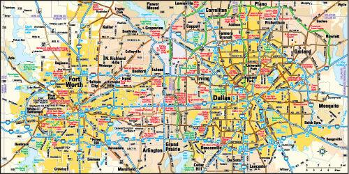 Dallas and Fort Worth, Texas Area Map
