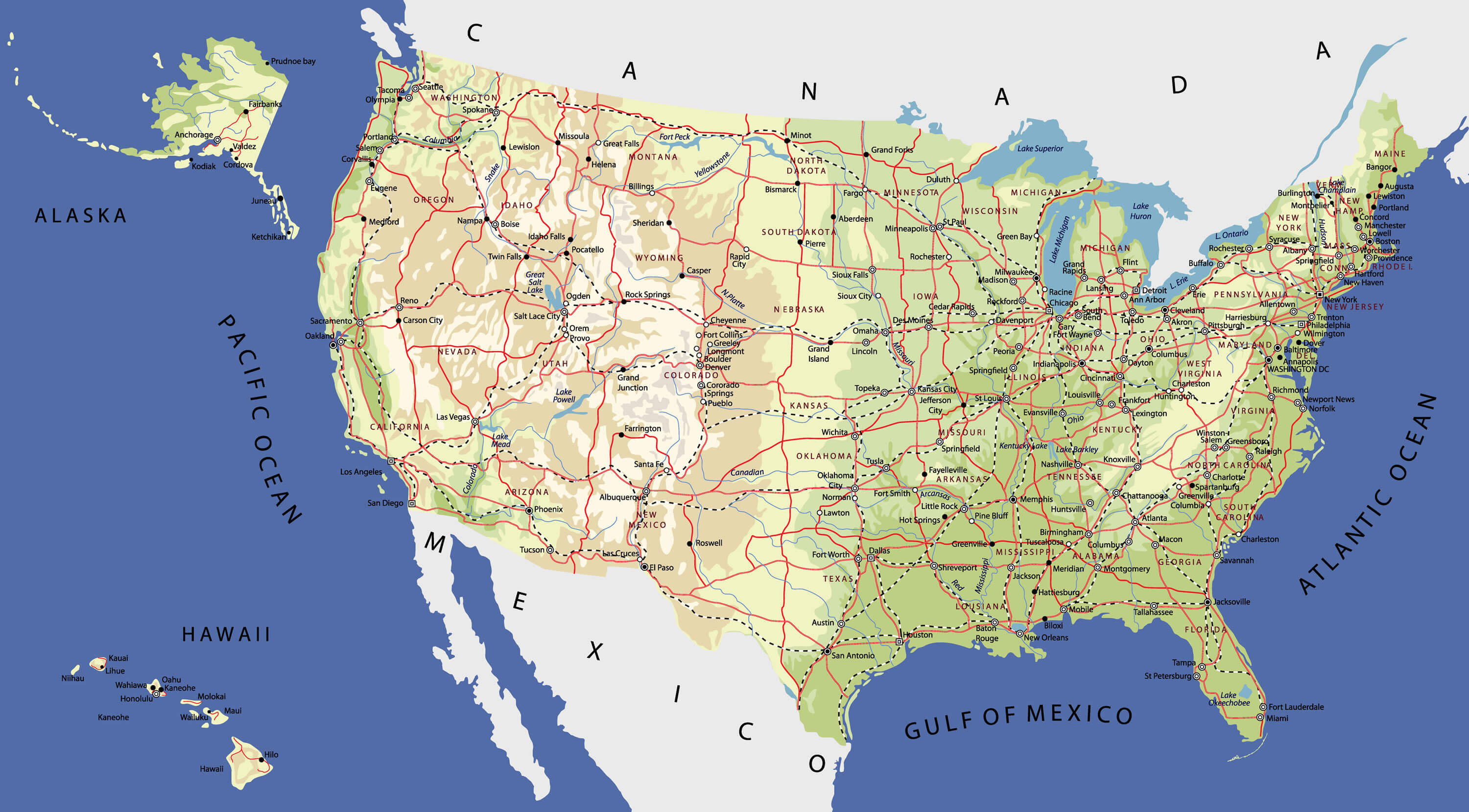 Detailed Map of Oregon, United States