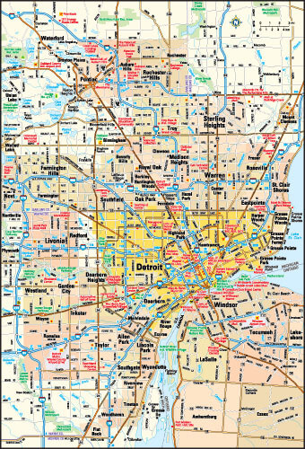 Detroit, Michigan area map