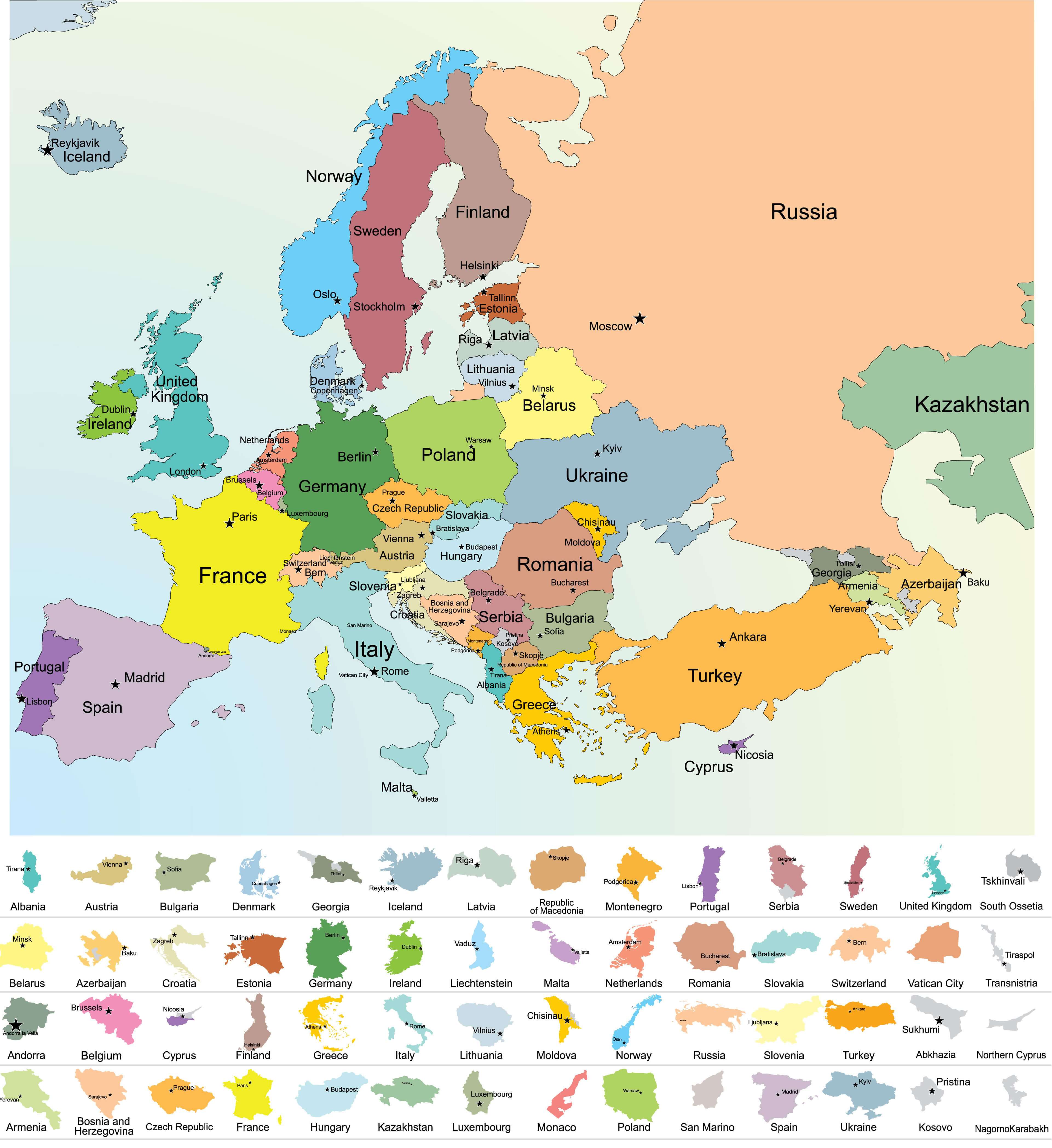Europe Countries Political Map