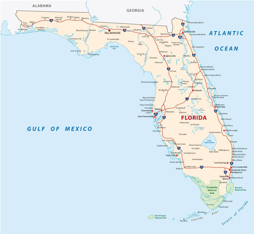 Florida Map with National Parks