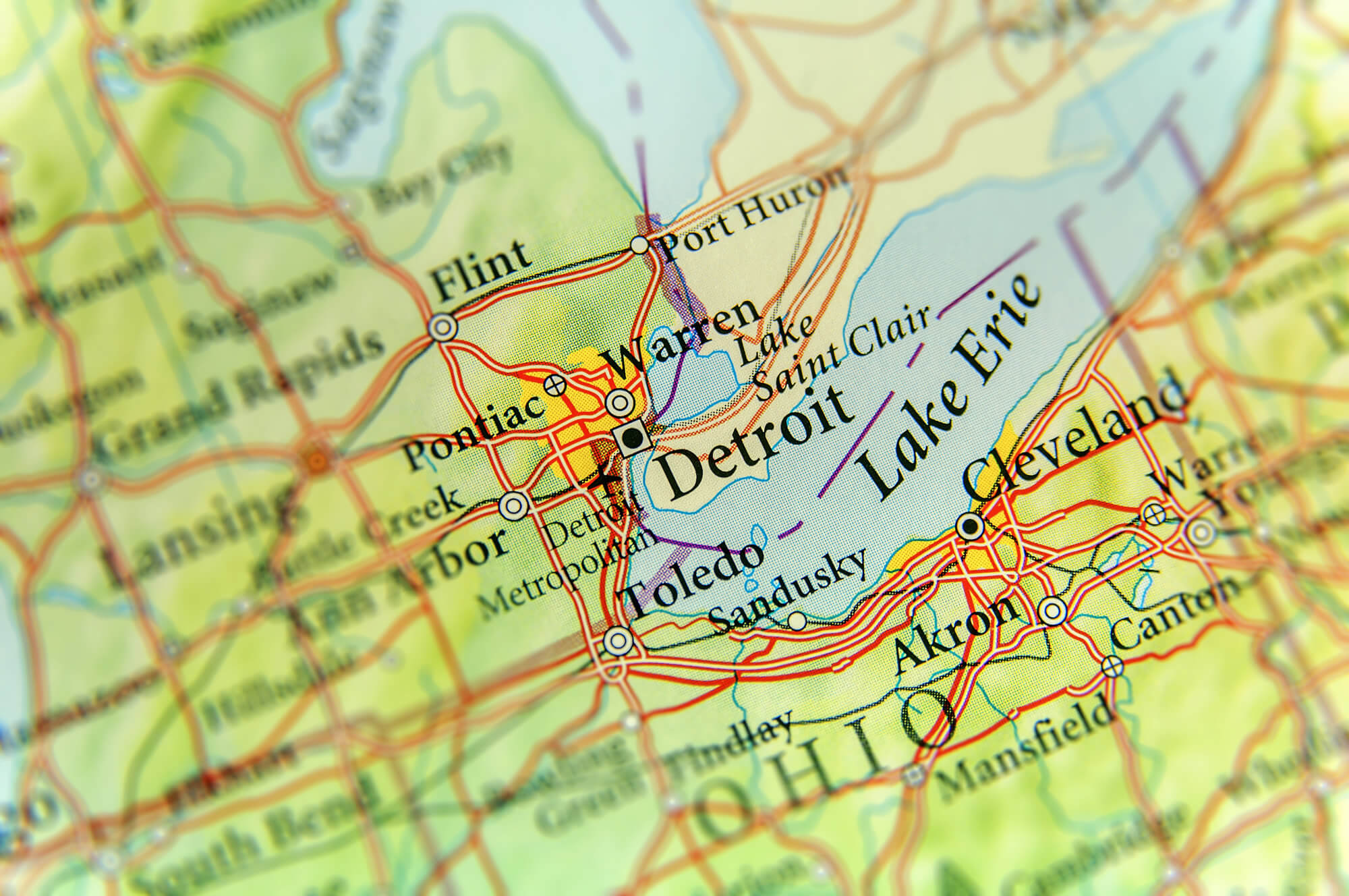 Geographic map of Detroit
