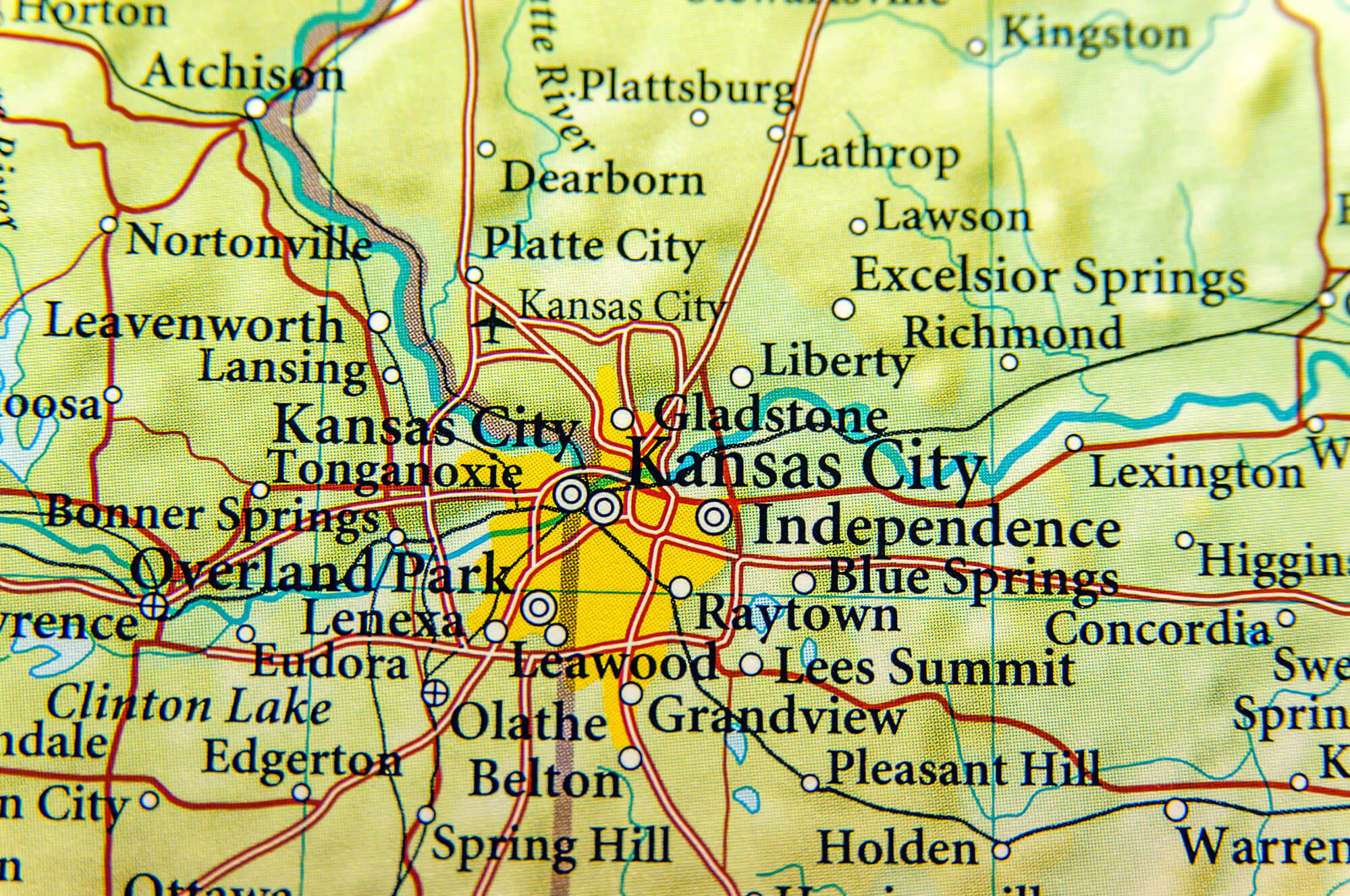 Geographic map of Kansas City