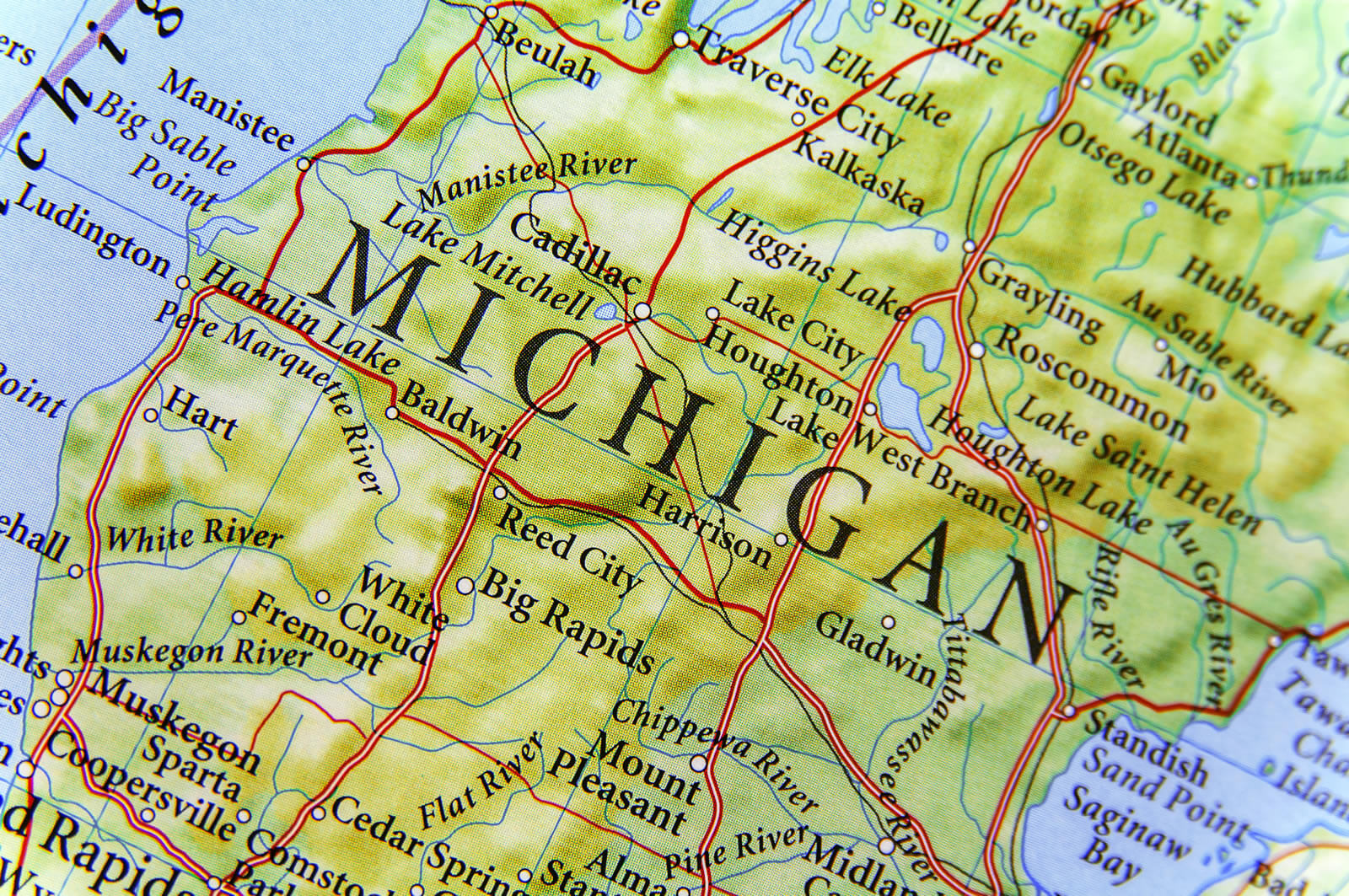 Geographic map of Michigan