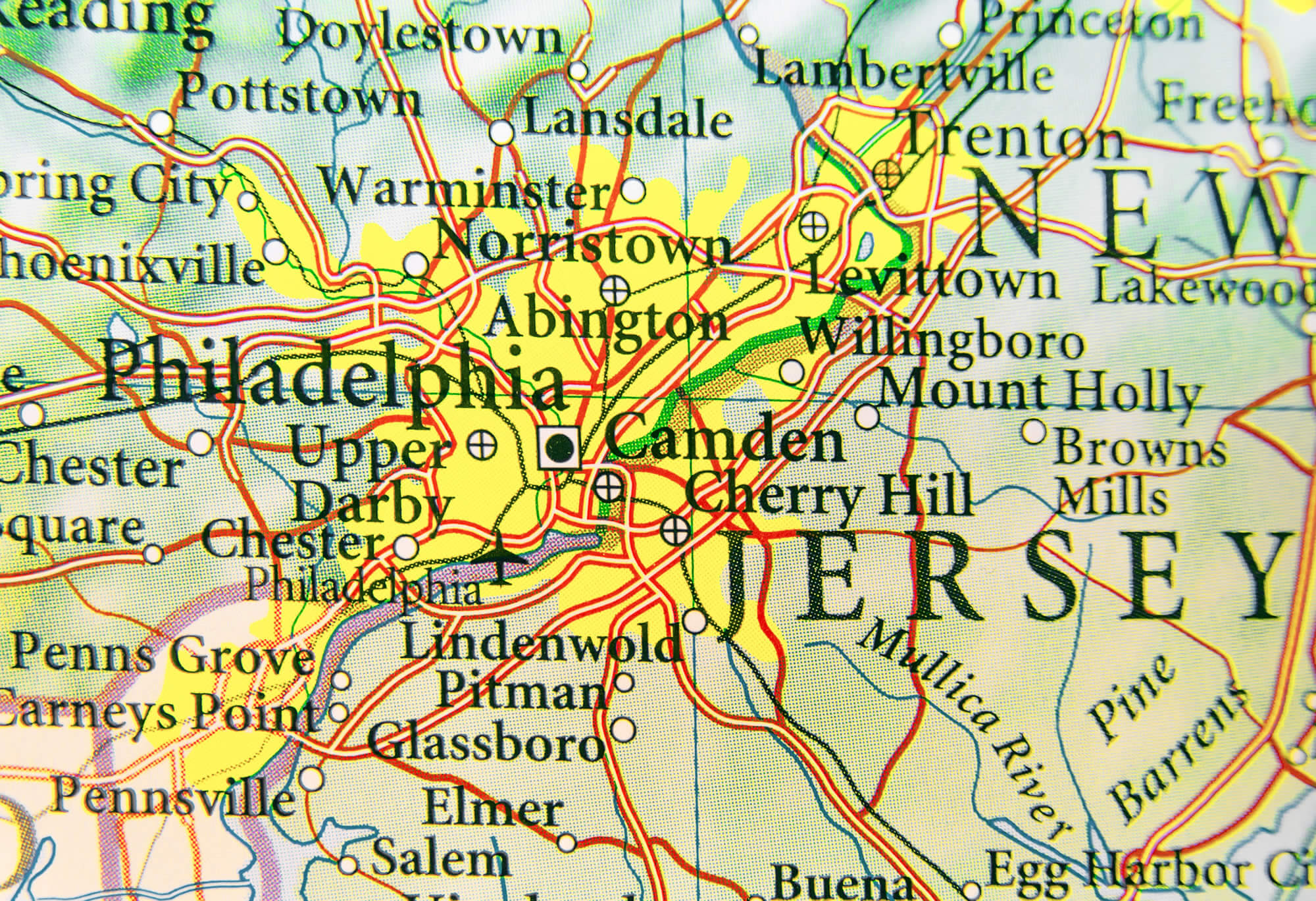 Geographic Map of New Jersey, Philadelphia